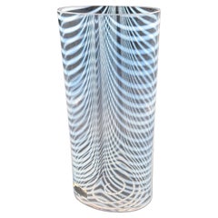 Swedish Mid-Century Modern Clear and White Swirl Vase by Kosta Boda, Signed