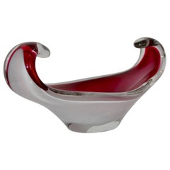 Centro de mesa sueco de mediados de siglo Flygfors rosa oscuro