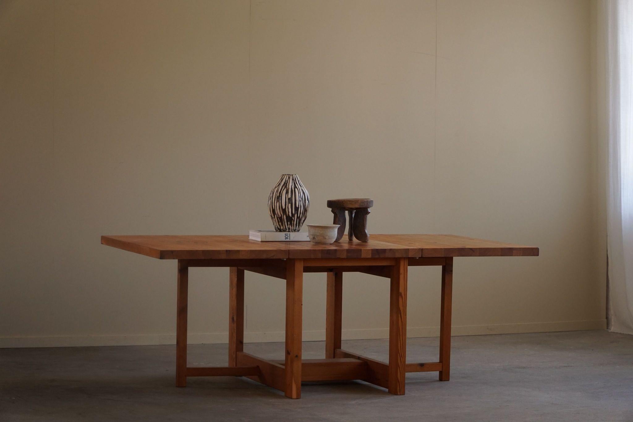 Swedish Mid Century Modern, Drop Leaf Folding Table in Pine, Sven Larsson, 1960s For Sale 6