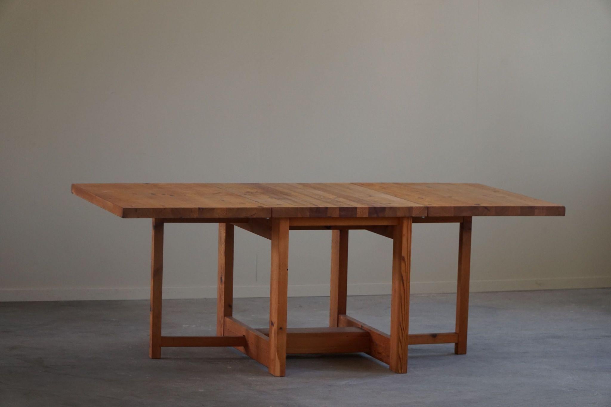Swedish Mid Century Modern, Drop Leaf Folding Table in Pine, Sven Larsson, 1960s For Sale 9