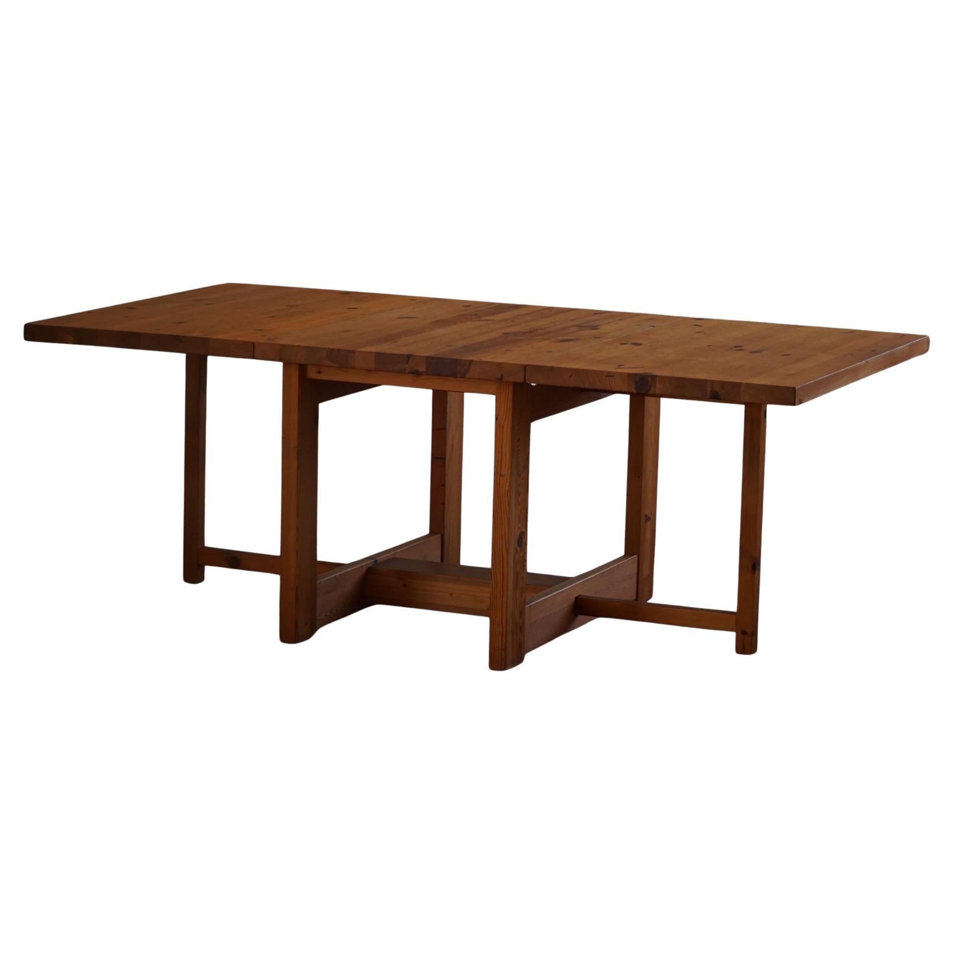 Swedish Mid Century Modern, Drop Leaf Folding Table in Pine, Sven Larsson, 1960s For Sale
