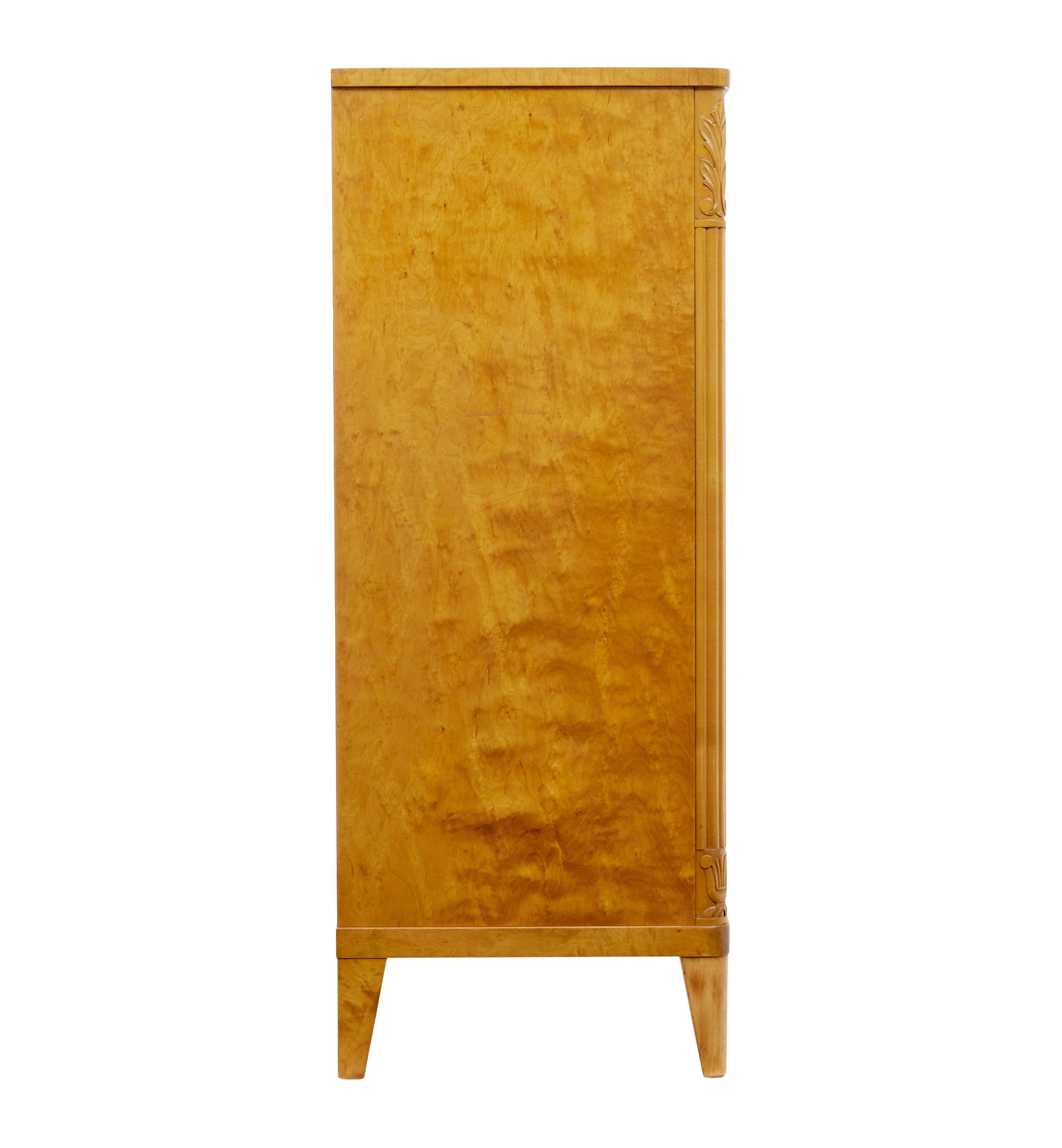 Hand-Carved Swedish mid century modern elm and birch sideboard For Sale
