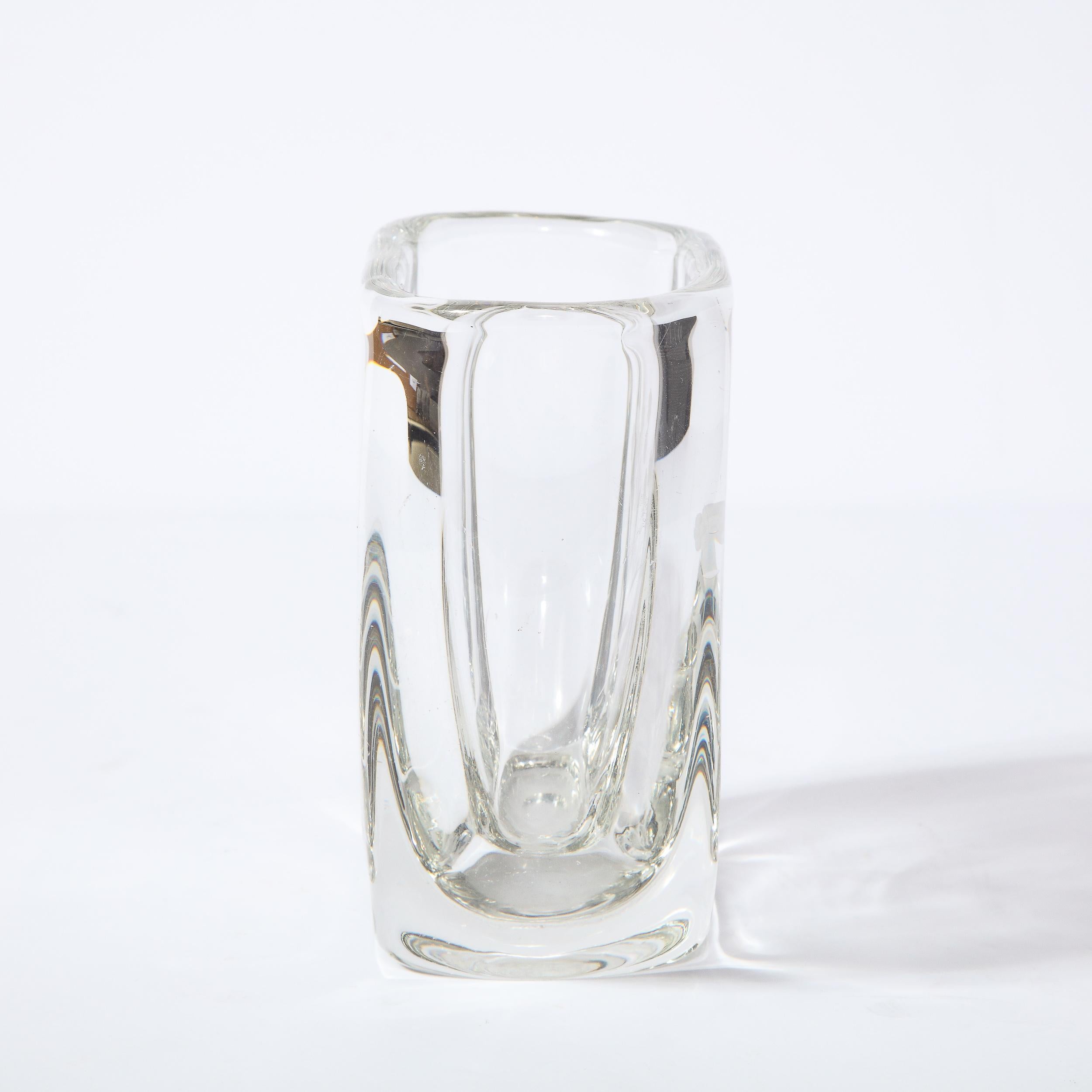 Swedish Mid-Century Modern Etched & Frosted Translucent Vase with Floral Motif For Sale 2