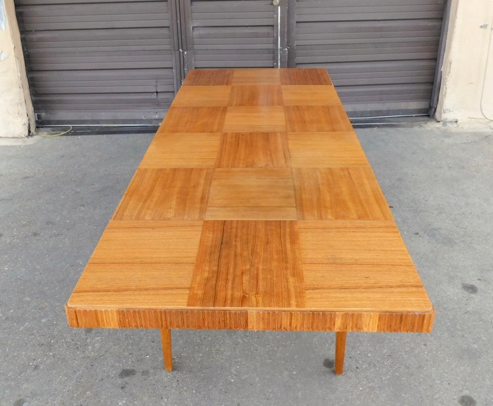 Swedish Mid-Century Modern Extendable Dining Table with Parquery Top, circa 1950 In Good Condition For Sale In Richmond, VA