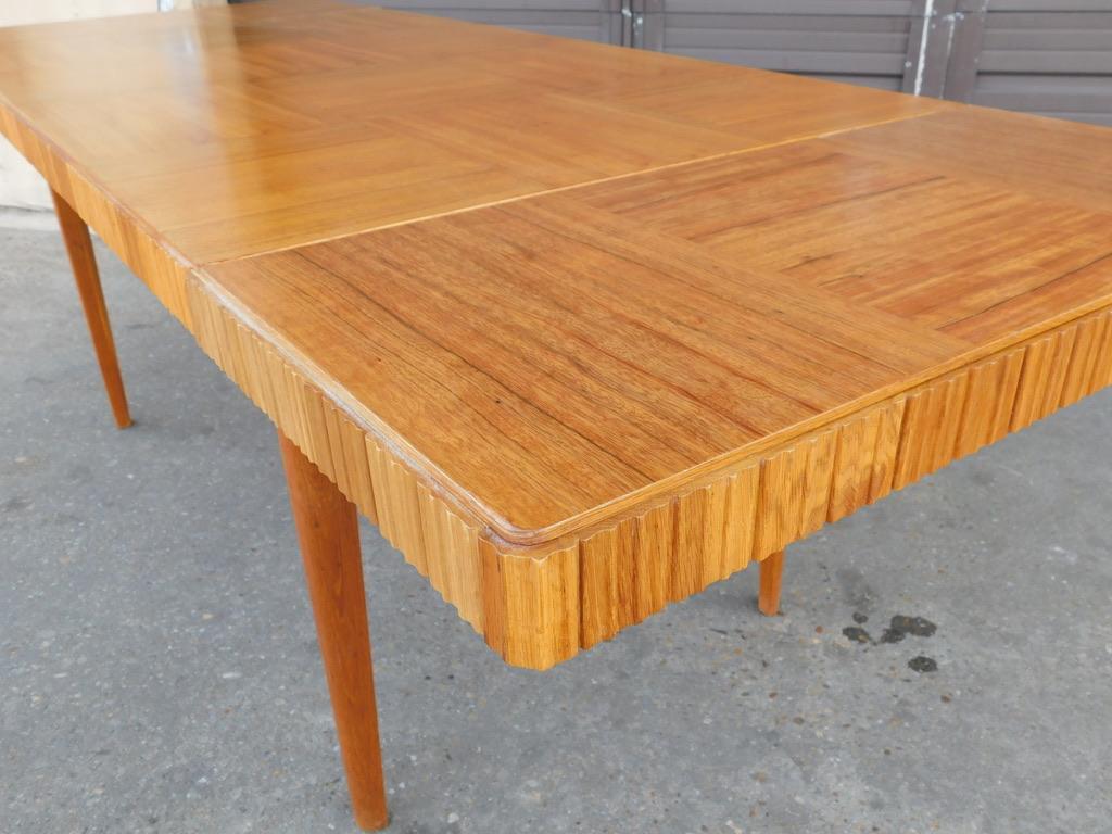 Swedish Mid-Century Modern Extendable Dining Table with Parquery Top, circa 1950 For Sale 1