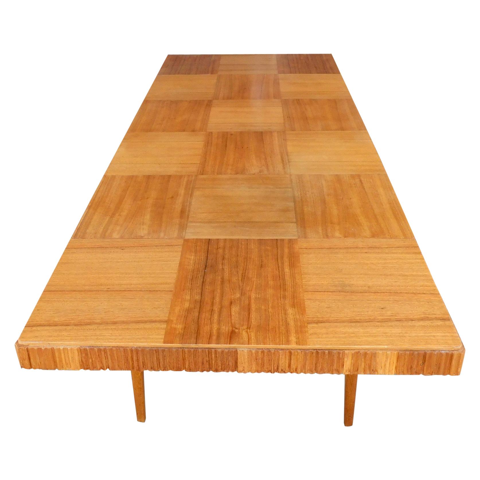 Swedish Mid-Century Modern Extendable Dining Table with Parquery Top, circa 1950 For Sale