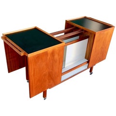 Swedish Mid-Century Modern Extending Bar Cart in Walnut, circa 1950