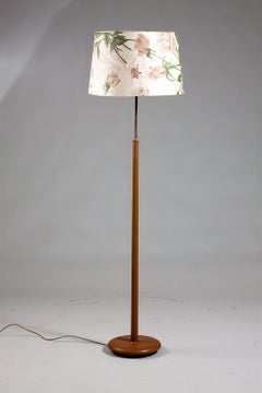 Swedish mid-century modern floor lamp in leather, ANF