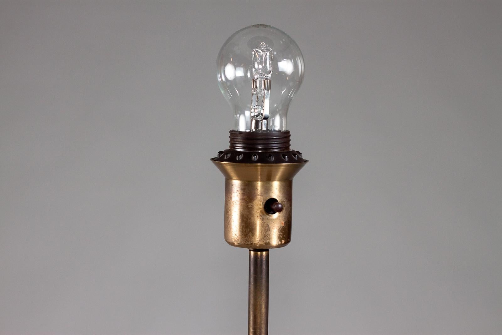 Ottone Lampada da terra svedese di metà secolo in pelle, ANF in vendita