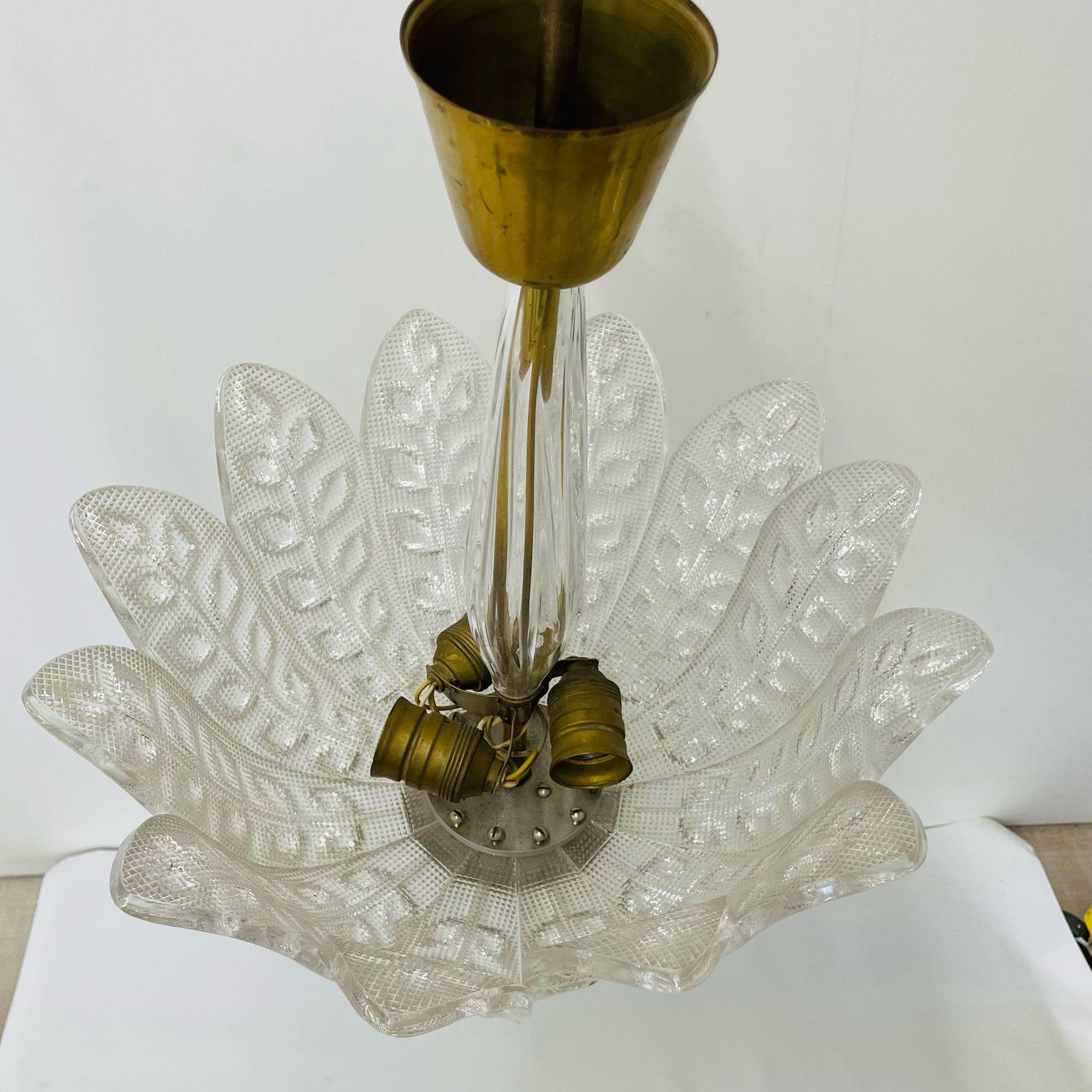 Swedish Mid-Century Modern Glass Flower Petal Chandelier by Carl Fagerlund 1940s For Sale 7