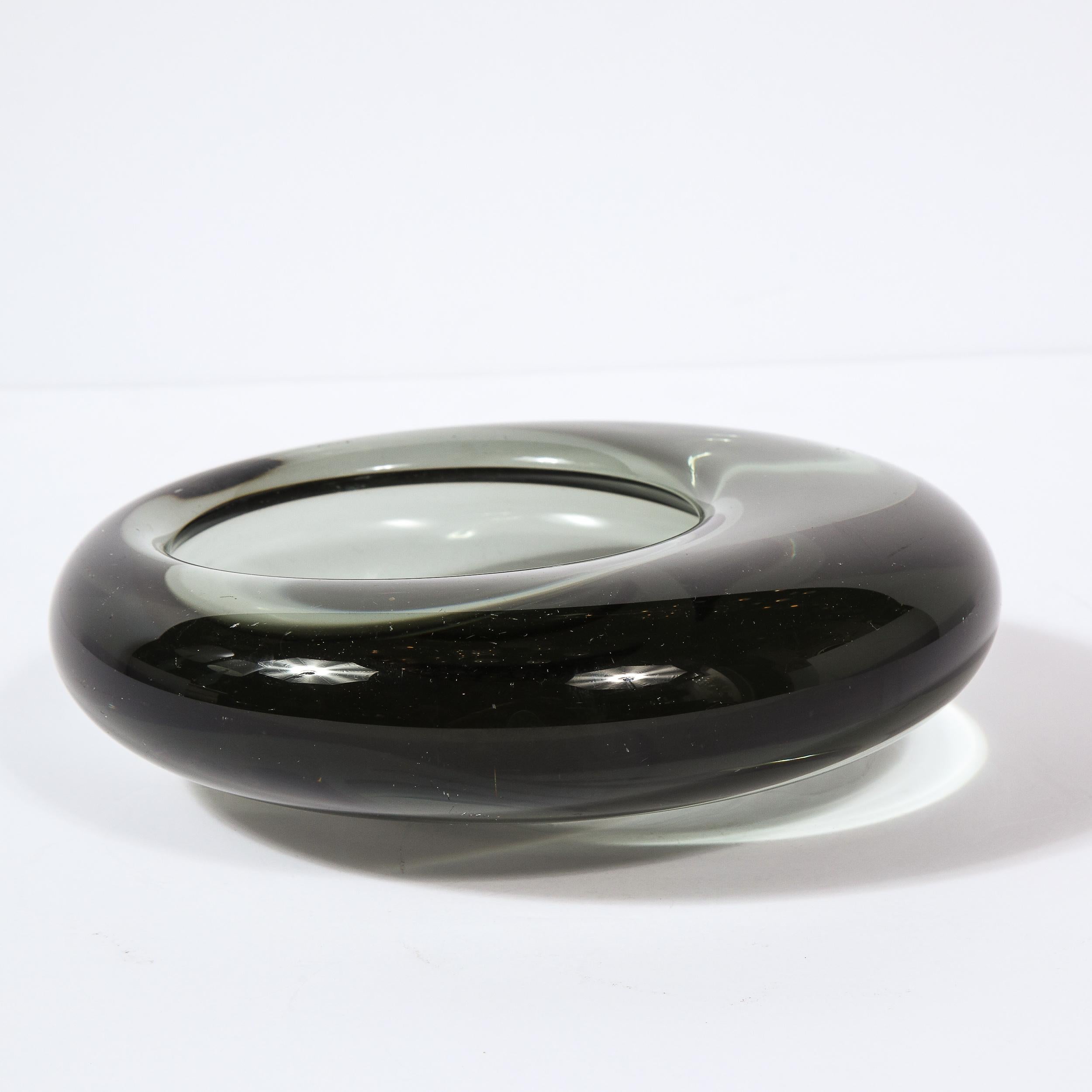 Swedish Mid-Century Modern Handblown Smoked Glass Dish Signed by Holmegaard For Sale 1