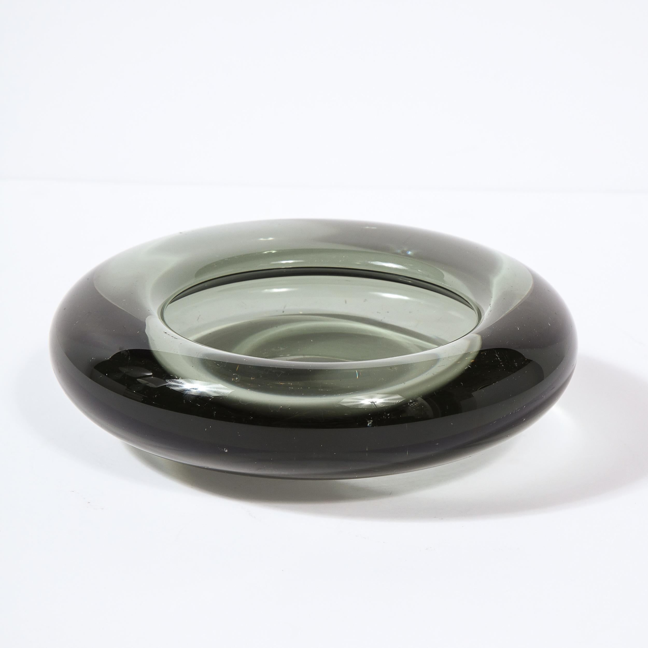 Swedish Mid-Century Modern Handblown Smoked Glass Dish Signed by Holmegaard For Sale 2