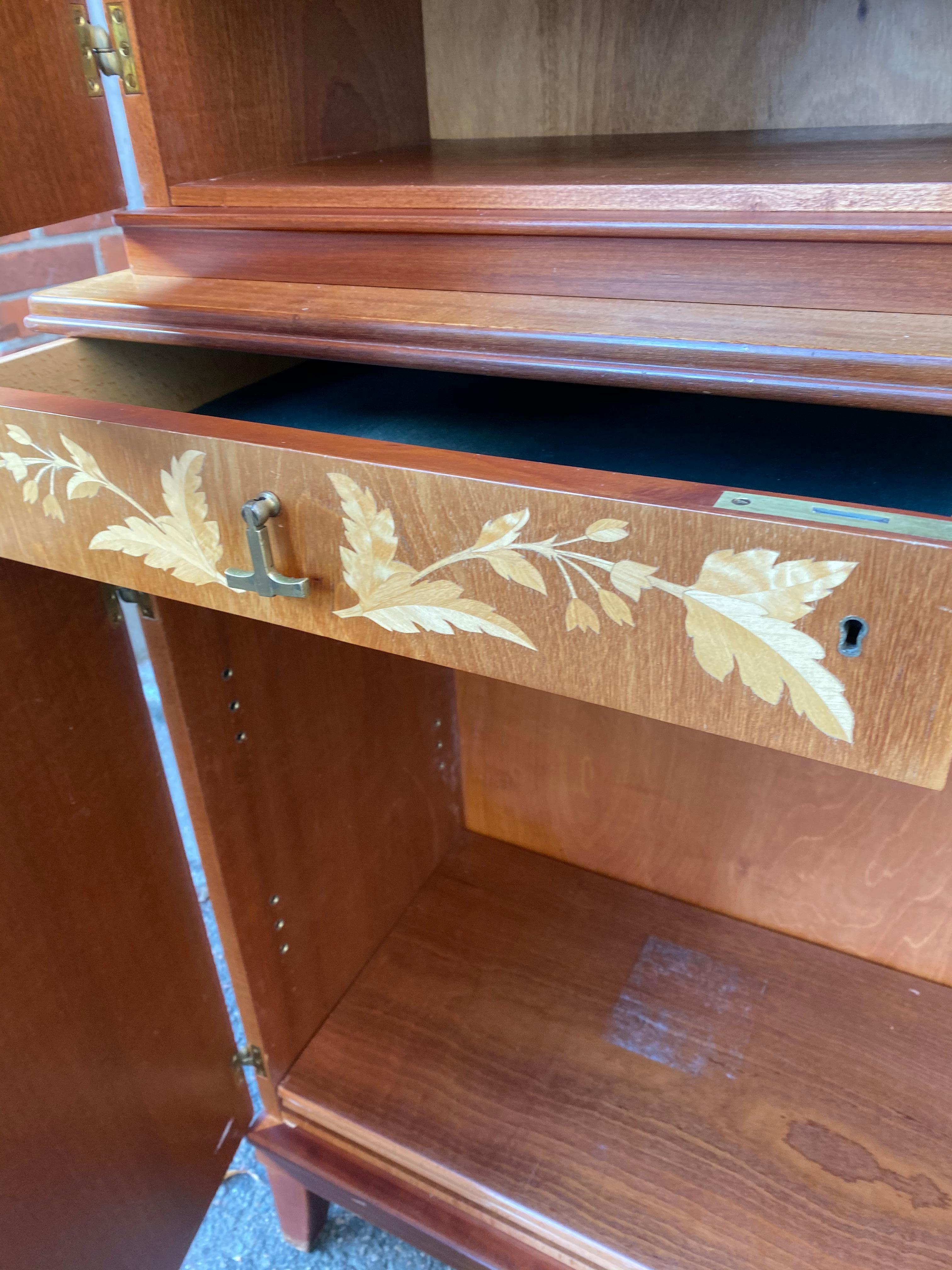 Swedish Mid-Century Modern Inlaid Cabinet With Brass Hardware By J.O. Carlssons For Sale 9