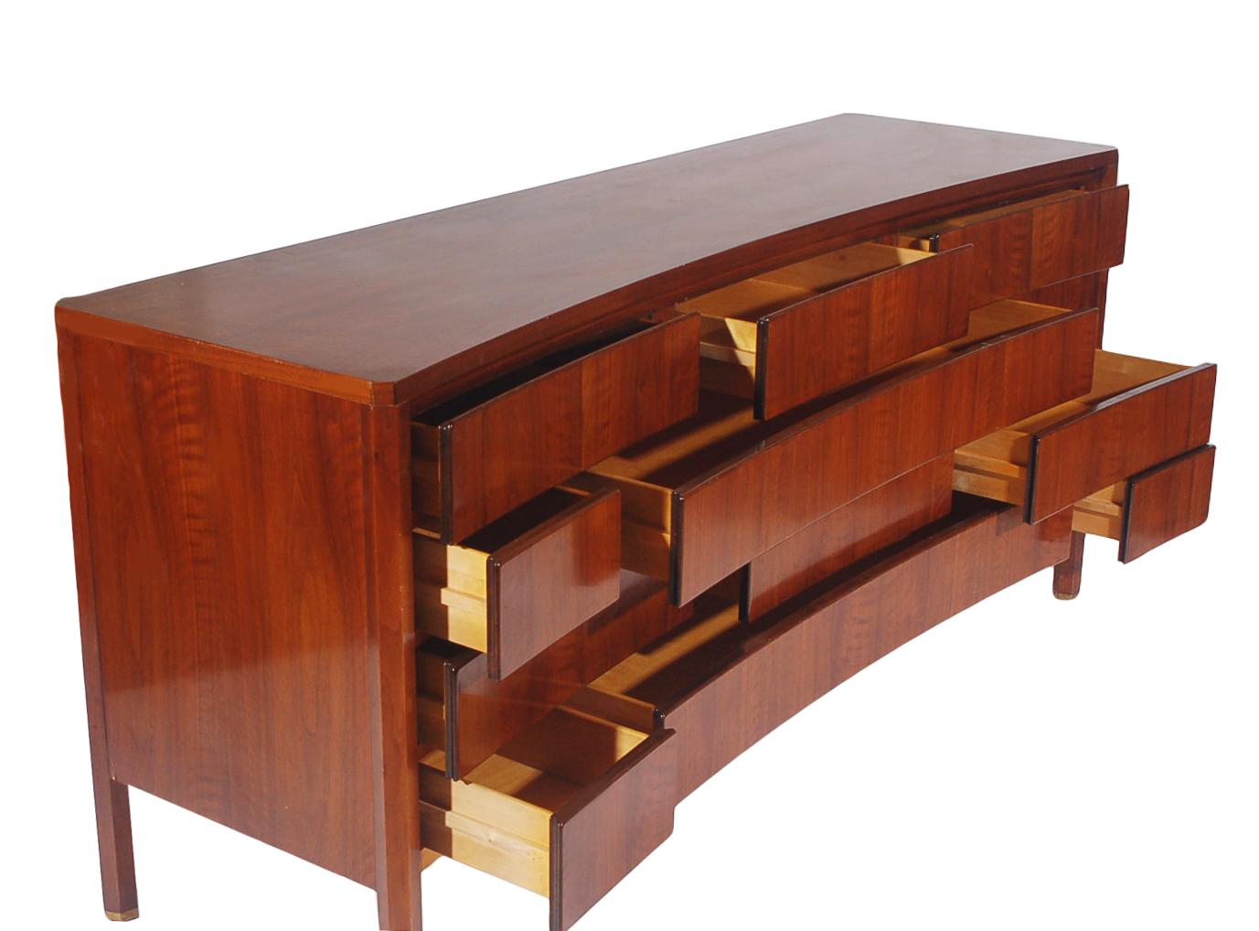 Brass Swedish Mid-Century Modern King Size Bedroom Set by Edmond Spence in Walnut