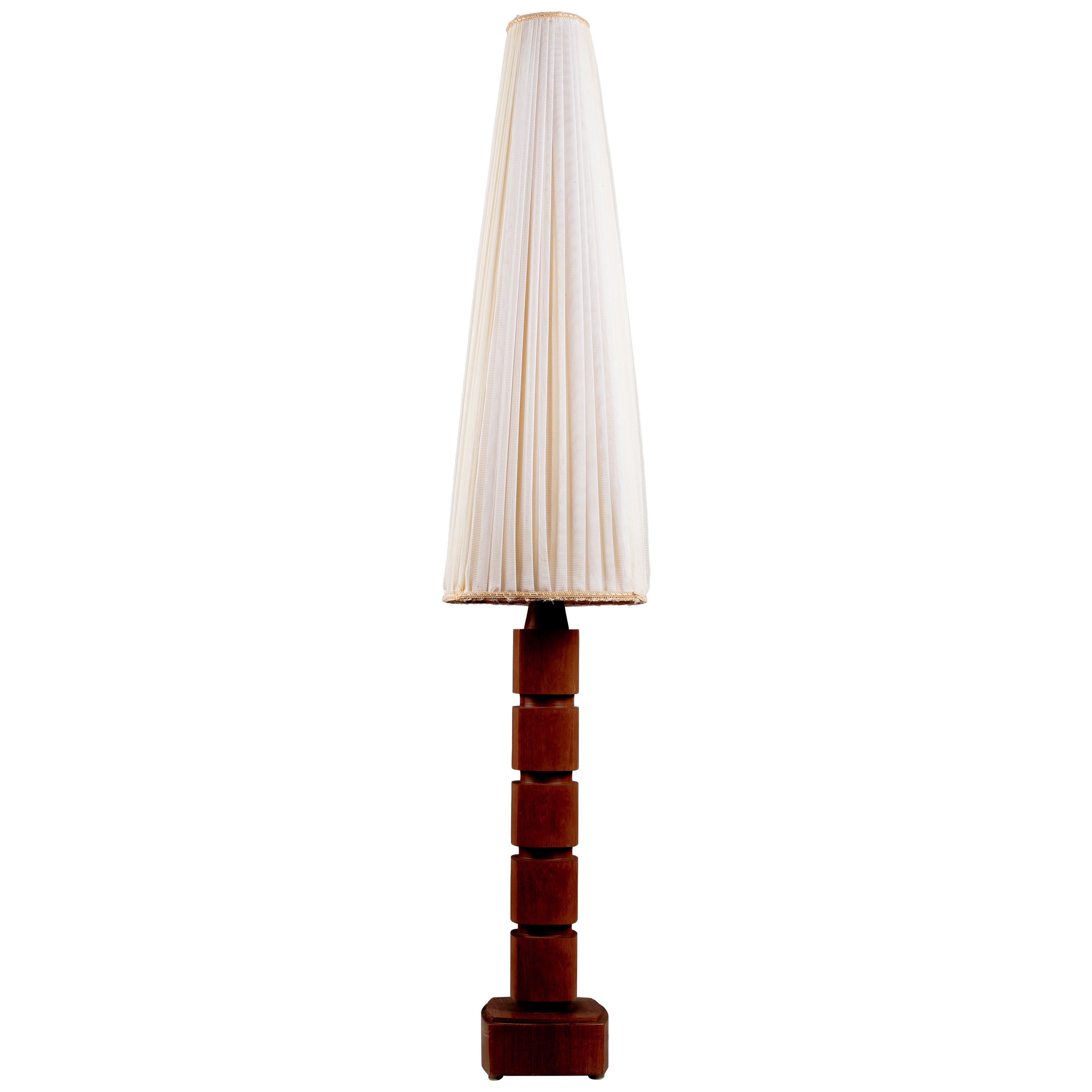 Swedish mid-century modern large teak wood floor / table lamp