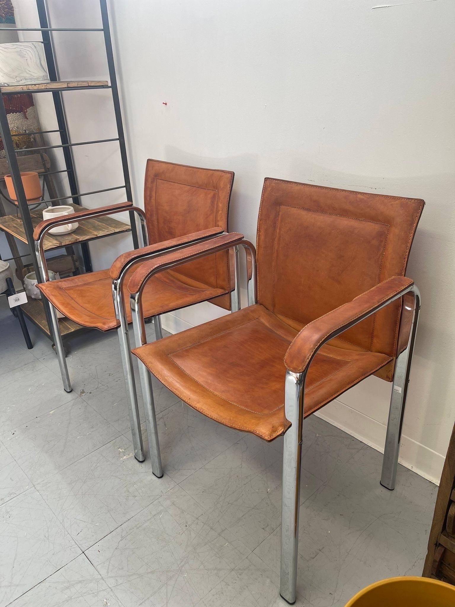 Mid-Century Modern Swedish Mid Century Modern Leather Chairs. Set of Two For Sale