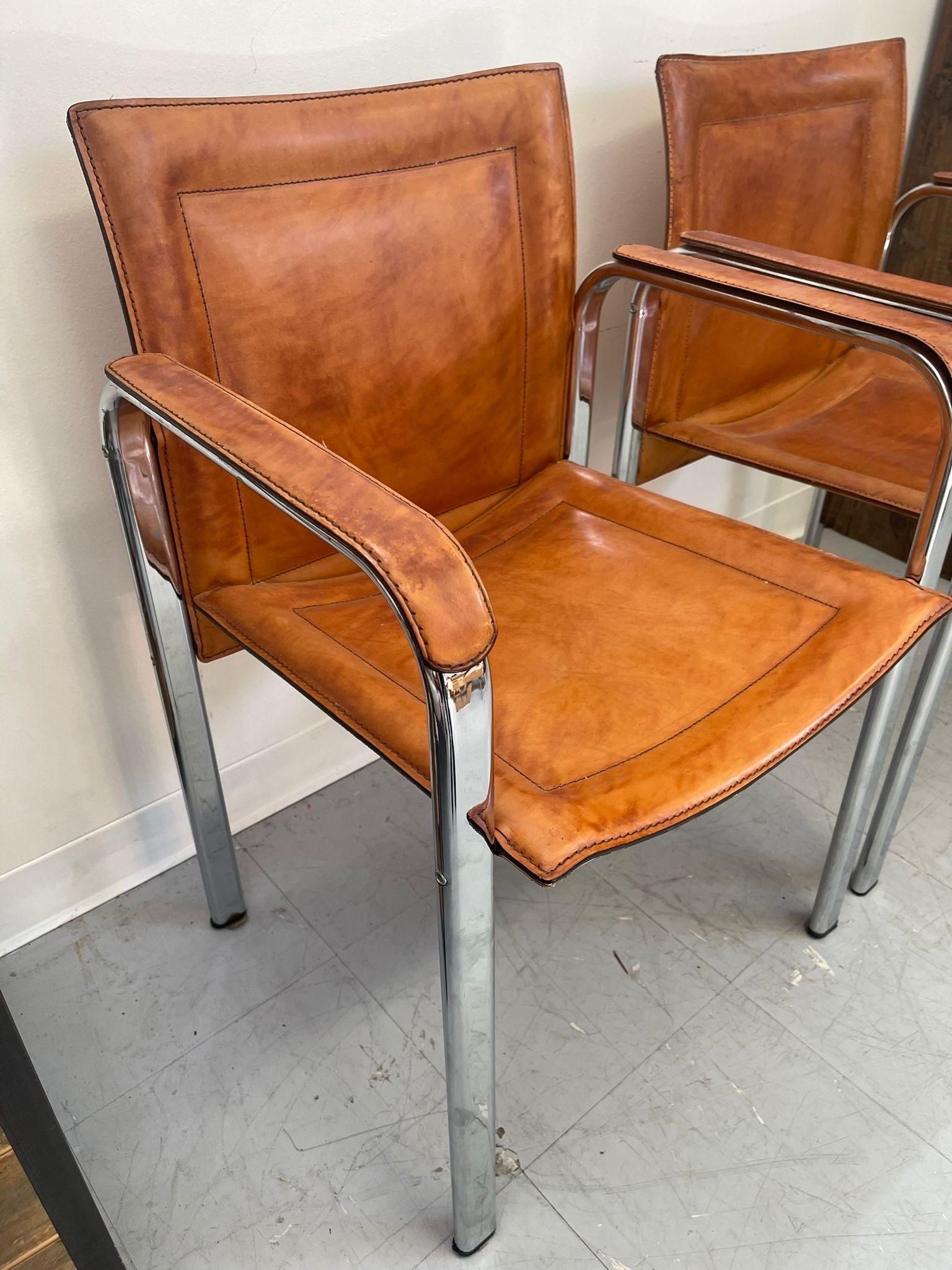 Swedish Mid Century Modern Leather Chairs. Set of Two For Sale 1