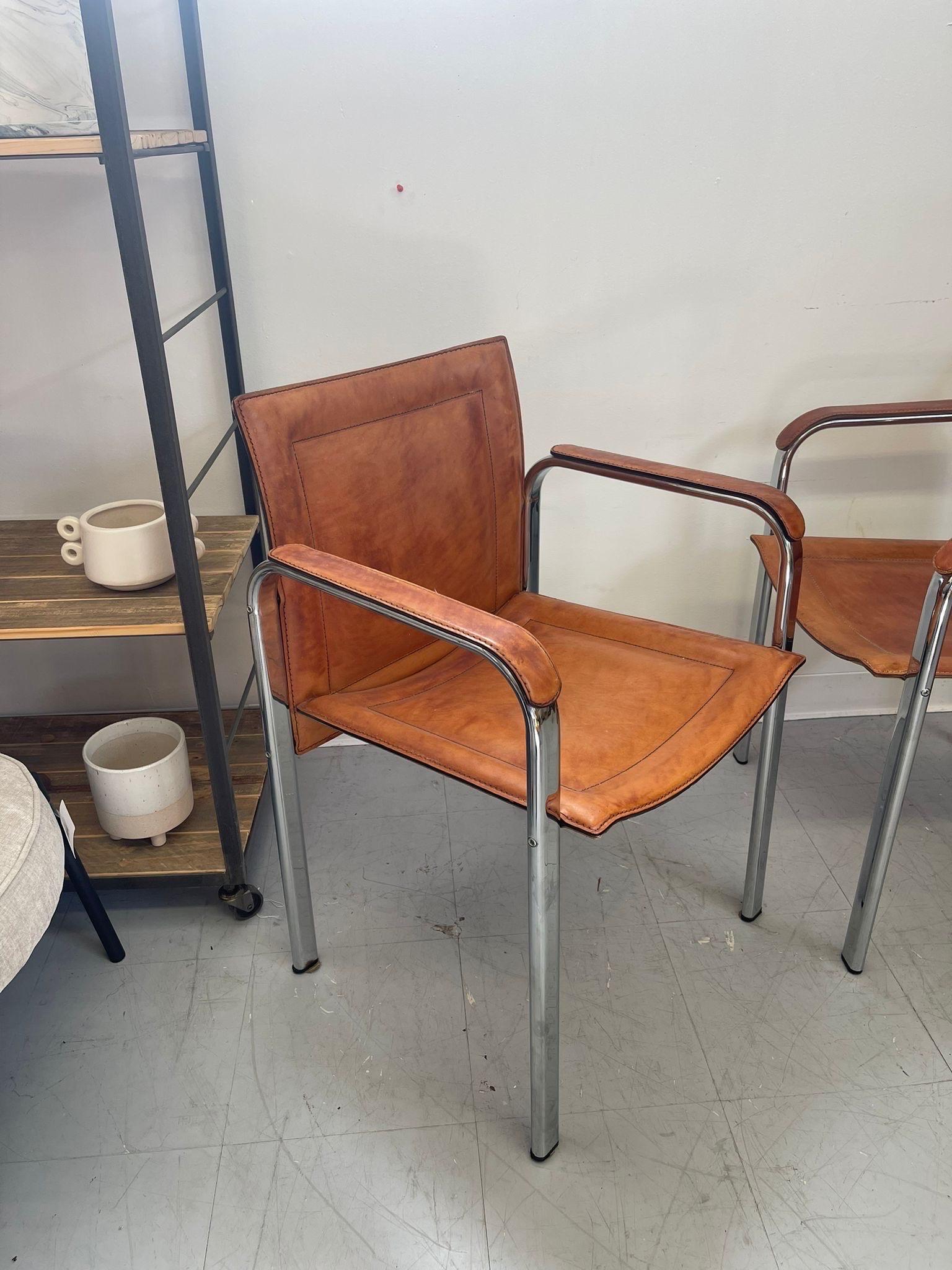 Swedish Mid Century Modern Leather Chairs. Set of Two For Sale 2