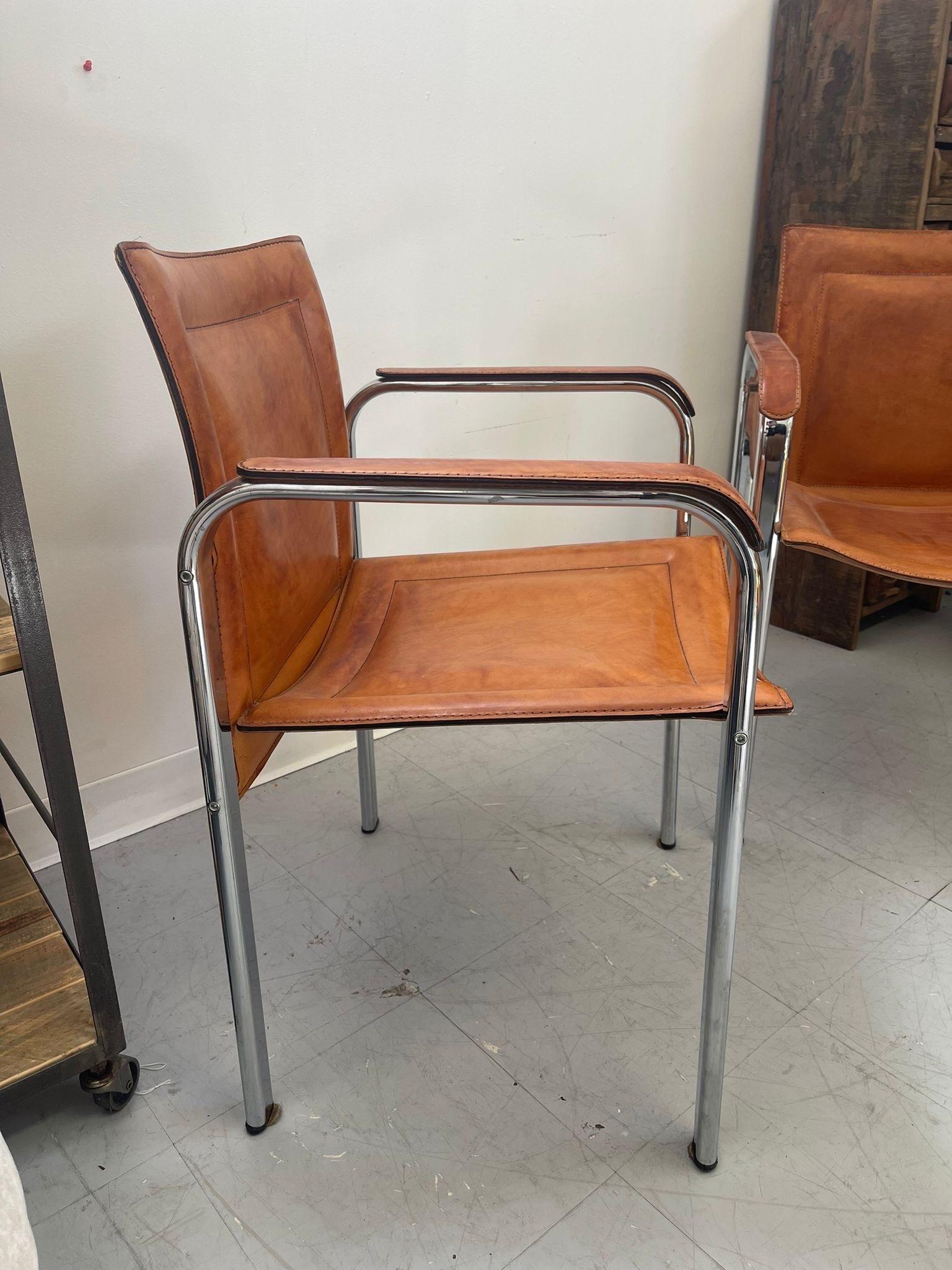 Swedish Mid Century Modern Leather Chairs. Set of Two For Sale 3