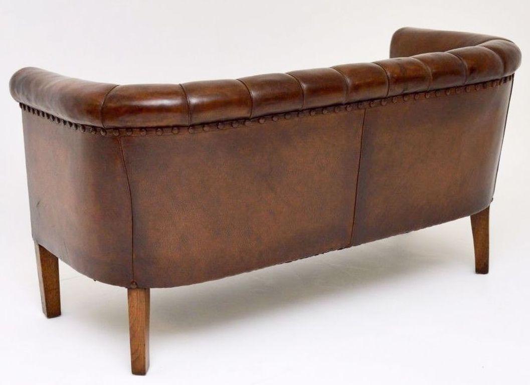 Swedish Mid-Century Modern Leather Sofa or Settee with Tufted Back 13