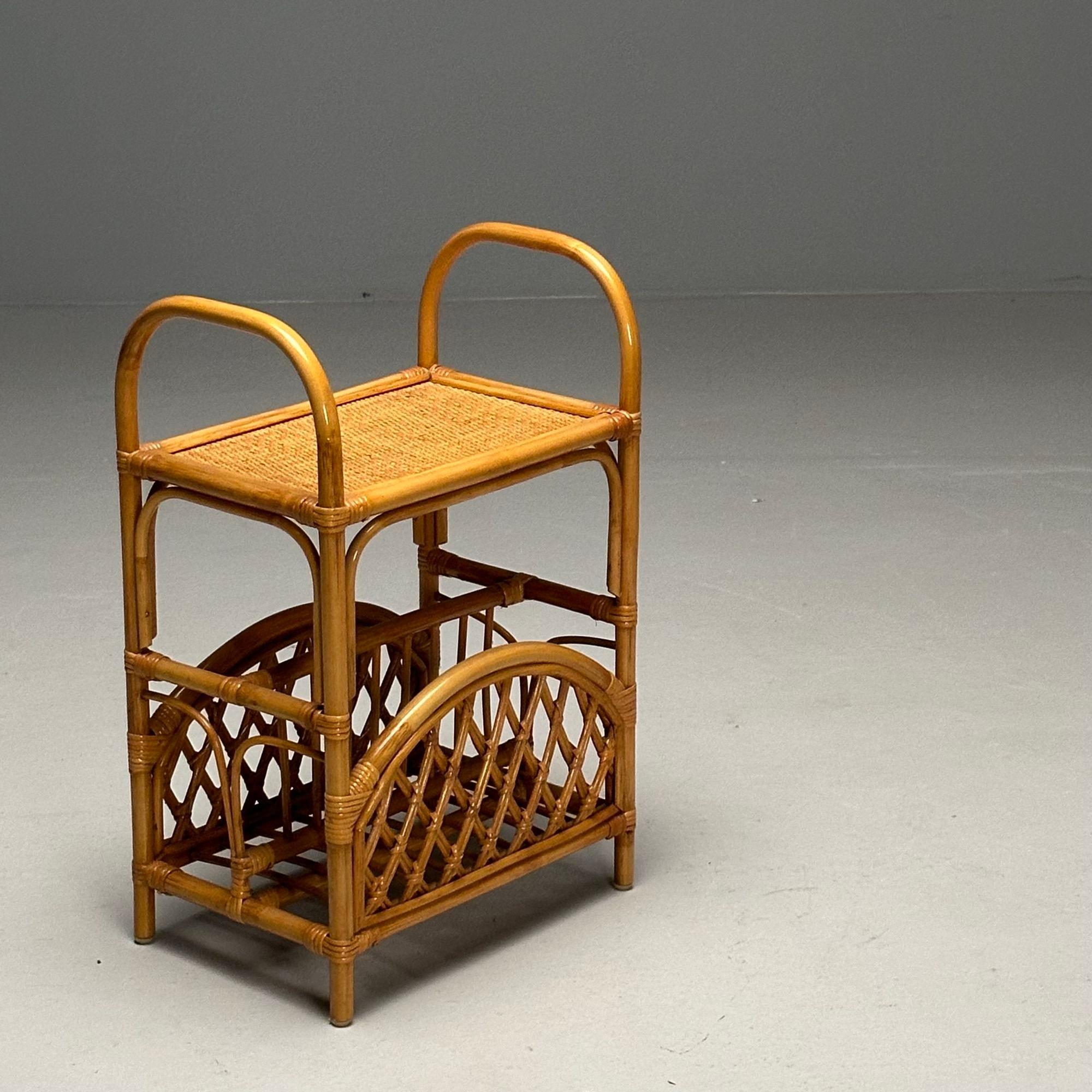Mid-Century moderno Portariviste svedese di metà secolo, bambù, rattan, Svezia, anni '60 in vendita