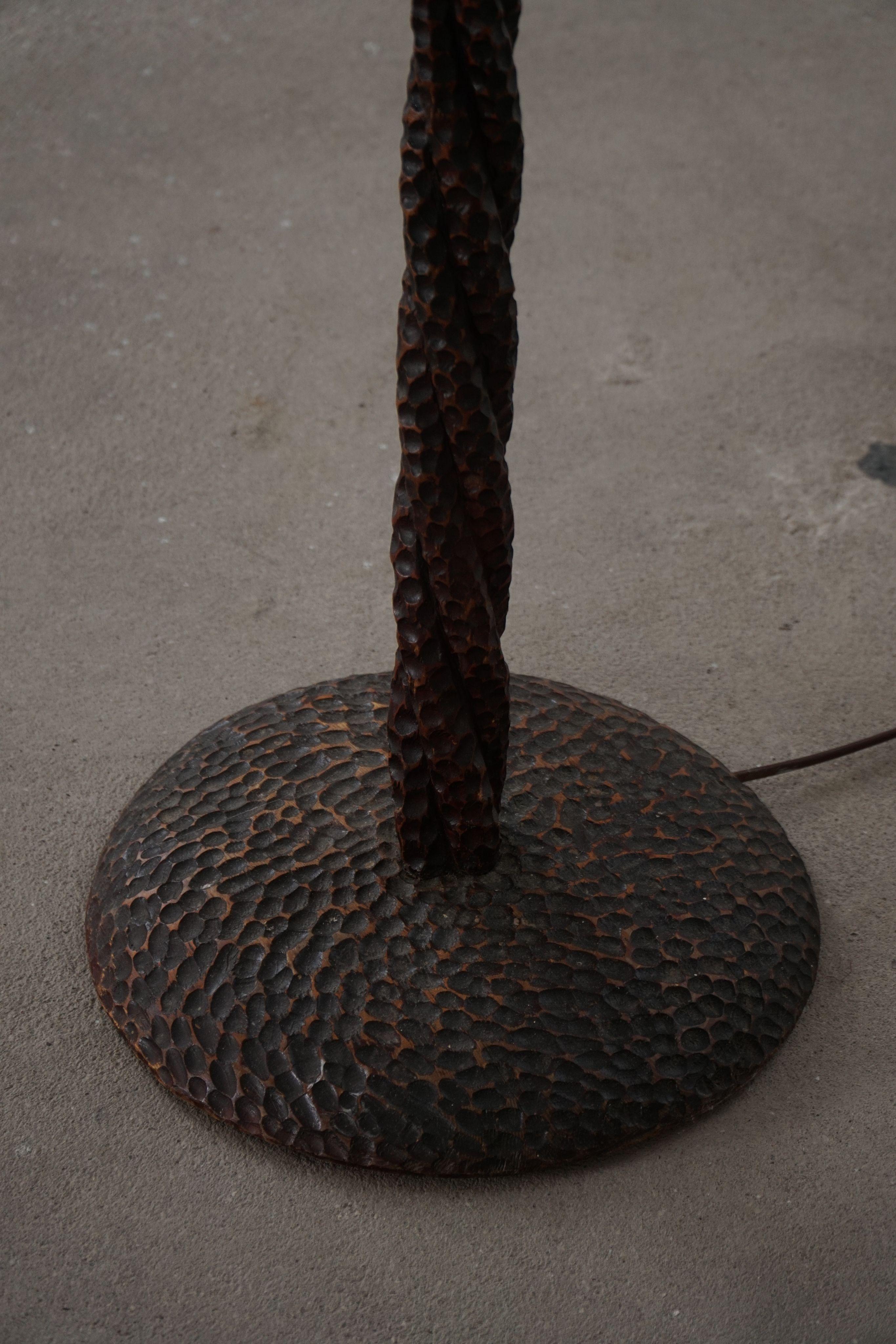 Swedish Mid-Century Modern Organic Floor Lamp in Burned Wood, Wabi Sabi, 1950s For Sale 4