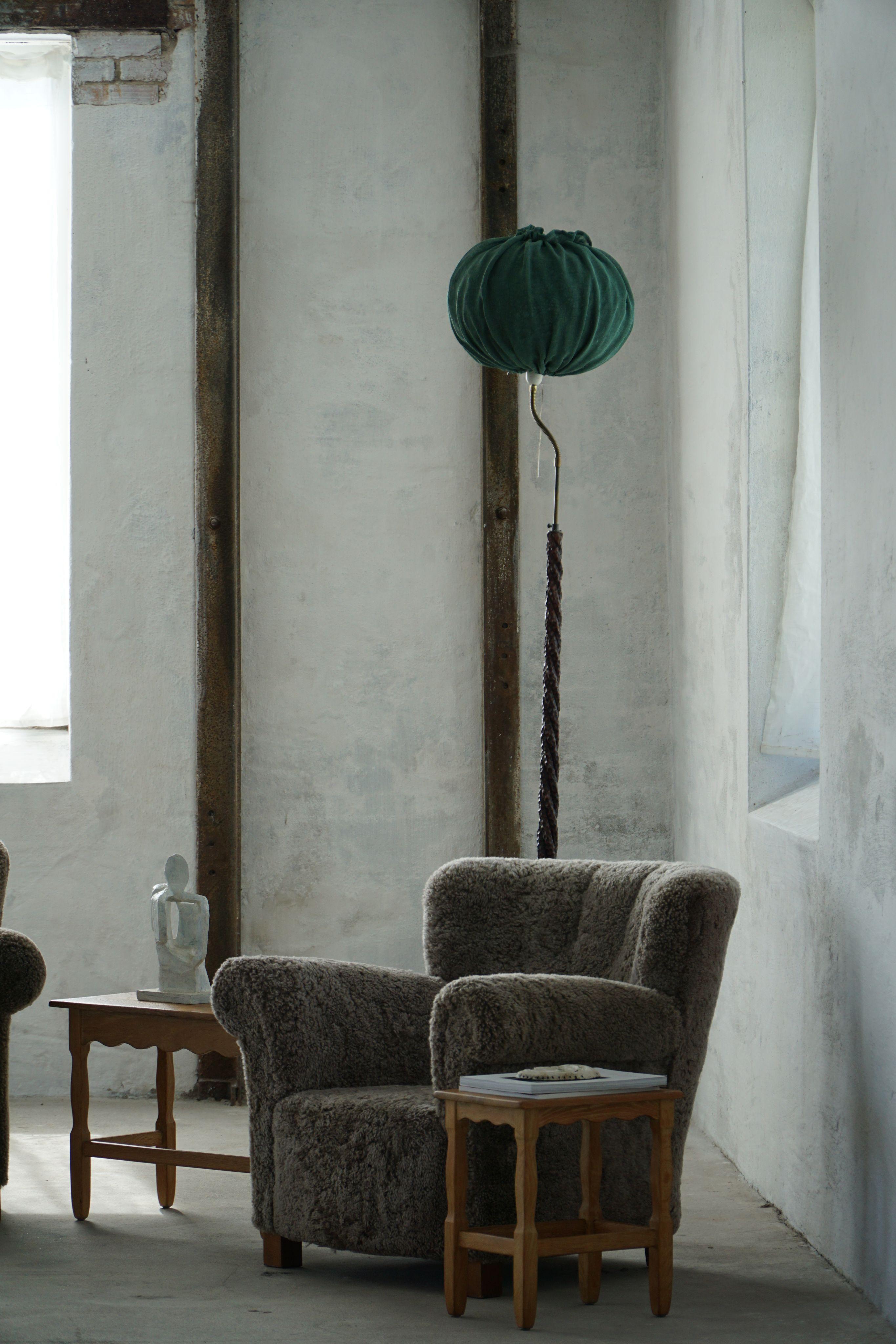 Swedish Mid-Century Modern Organic Floor Lamp in Burned Wood, Wabi Sabi, 1950s For Sale 5