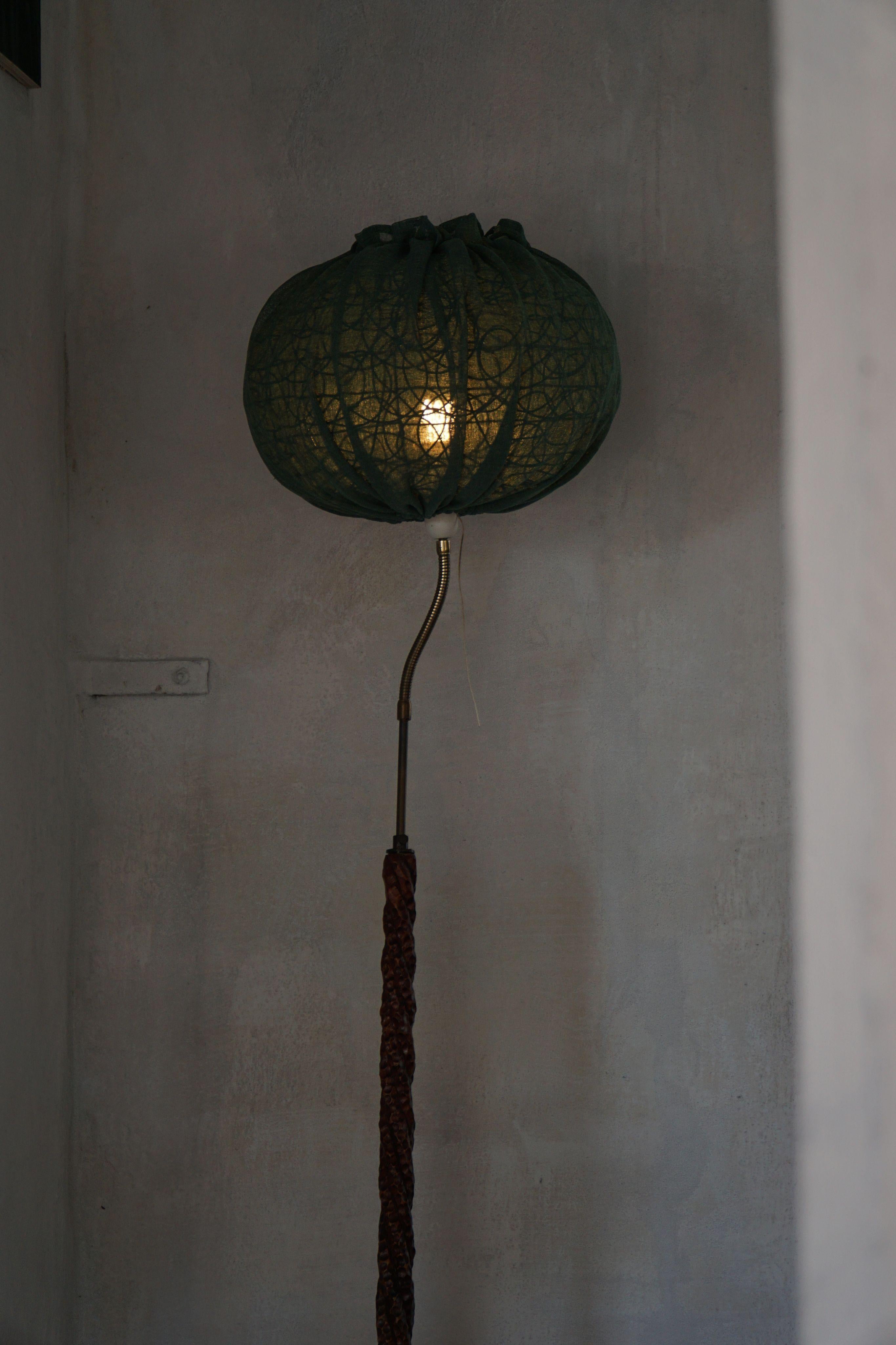 Swedish Mid-Century Modern Organic Floor Lamp in Burned Wood, Wabi Sabi, 1950s For Sale 6