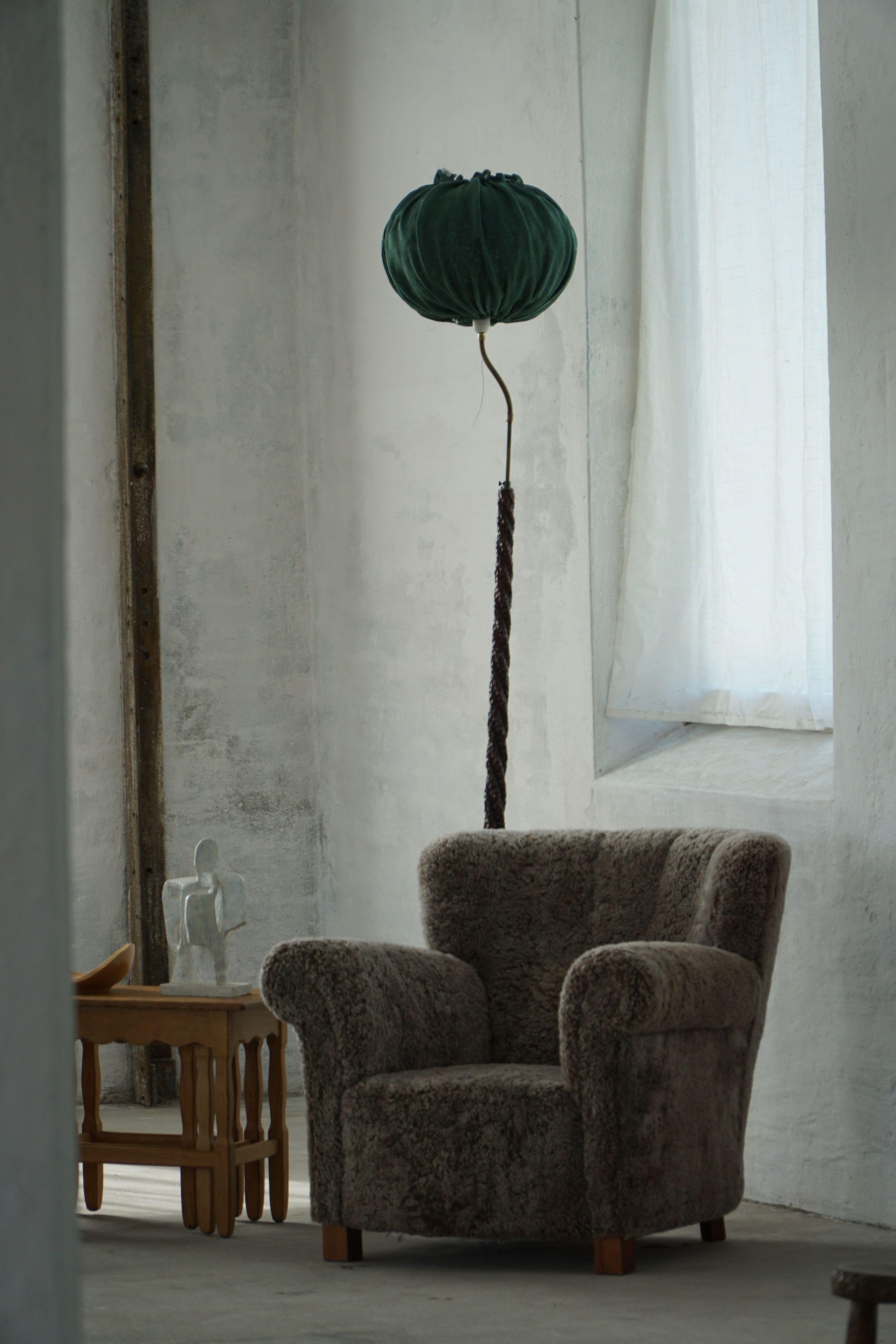 Swedish Mid-Century Modern Organic Floor Lamp in Burned Wood, Wabi Sabi, 1950s For Sale 7