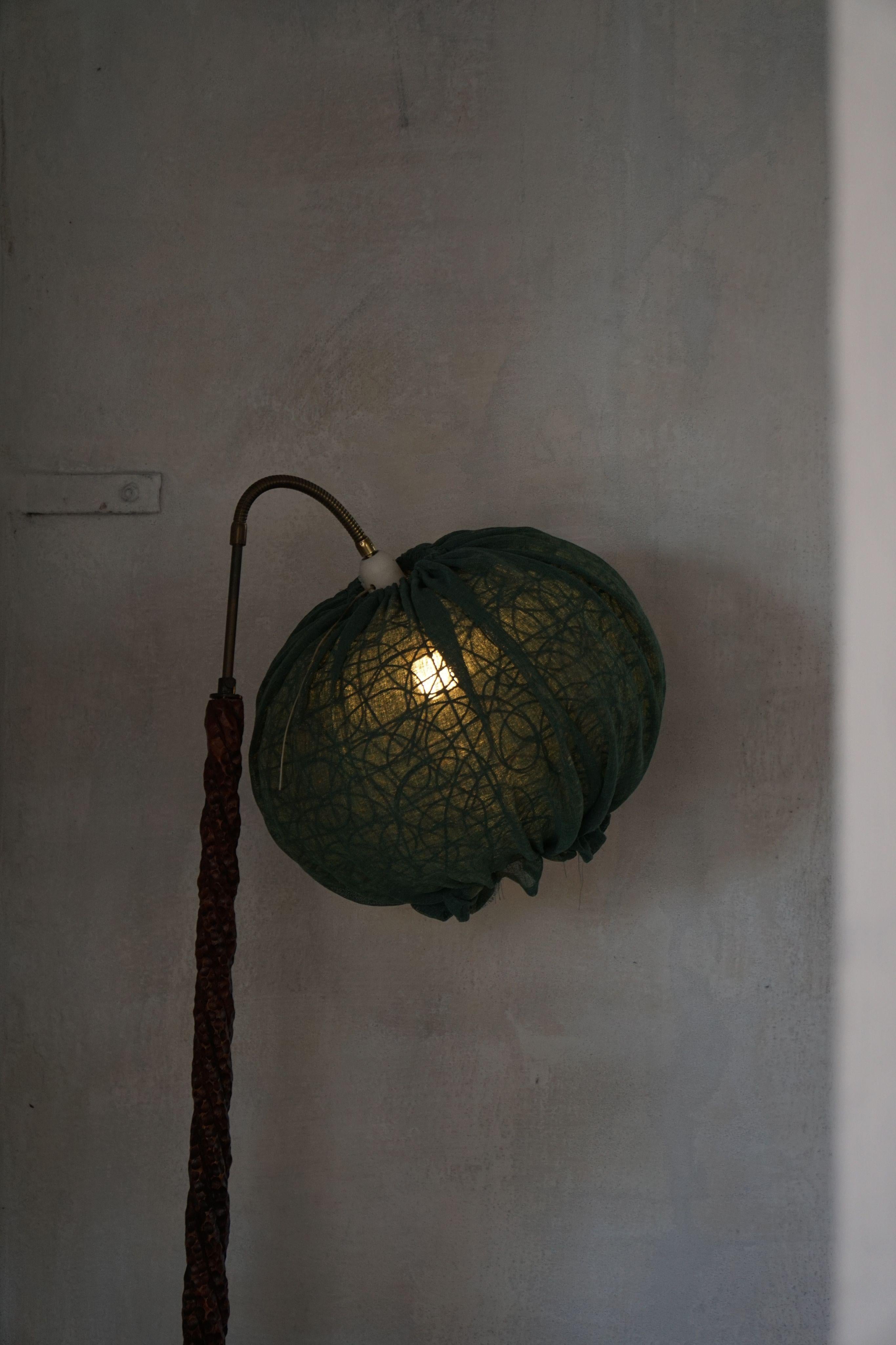 Swedish Mid-Century Modern Organic Floor Lamp in Burned Wood, Wabi Sabi, 1950s For Sale 8