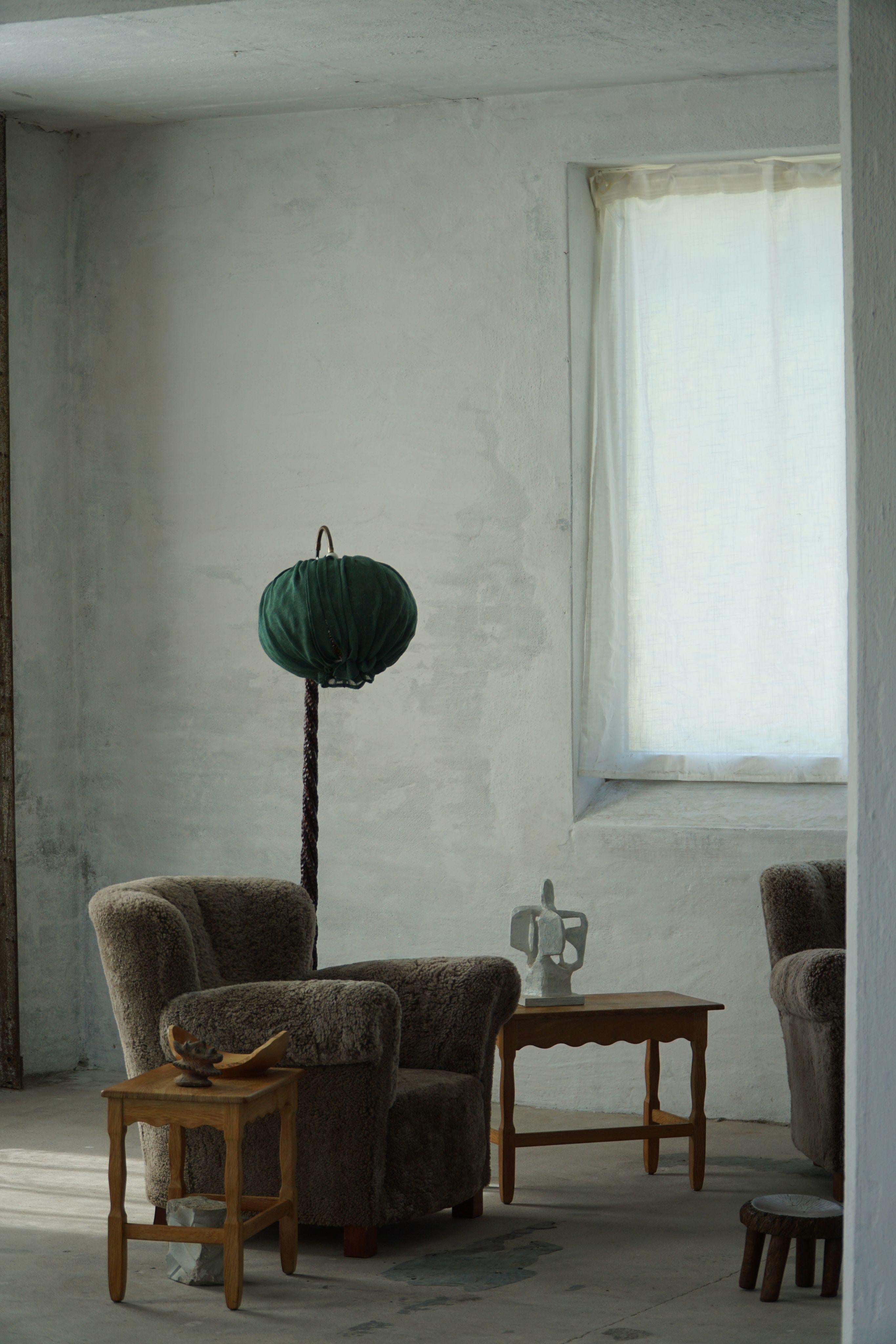 Swedish Mid-Century Modern Organic Floor Lamp in Burned Wood, Wabi Sabi, 1950s For Sale 9