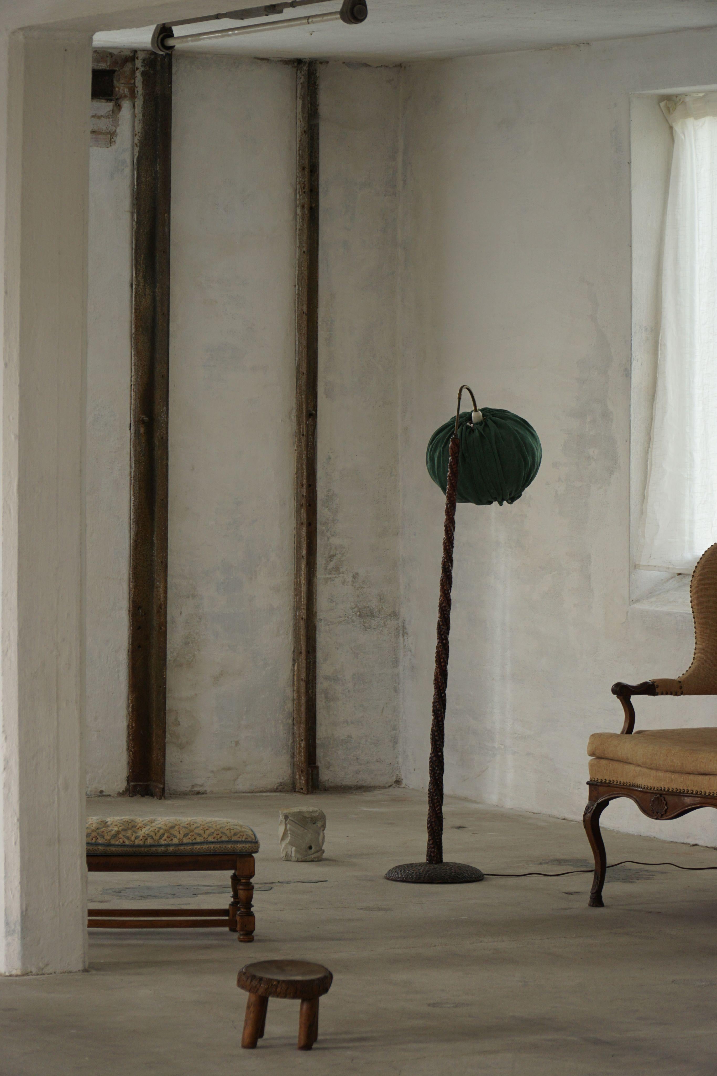 Swedish Mid-Century Modern Organic Floor Lamp in Burned Wood, Wabi Sabi, 1950s For Sale 10