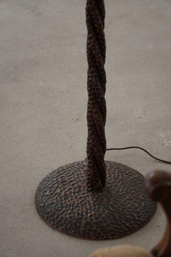 Swedish Mid-Century Modern Organic Floor Lamp in Burned Wood, Wabi Sabi, 1950s