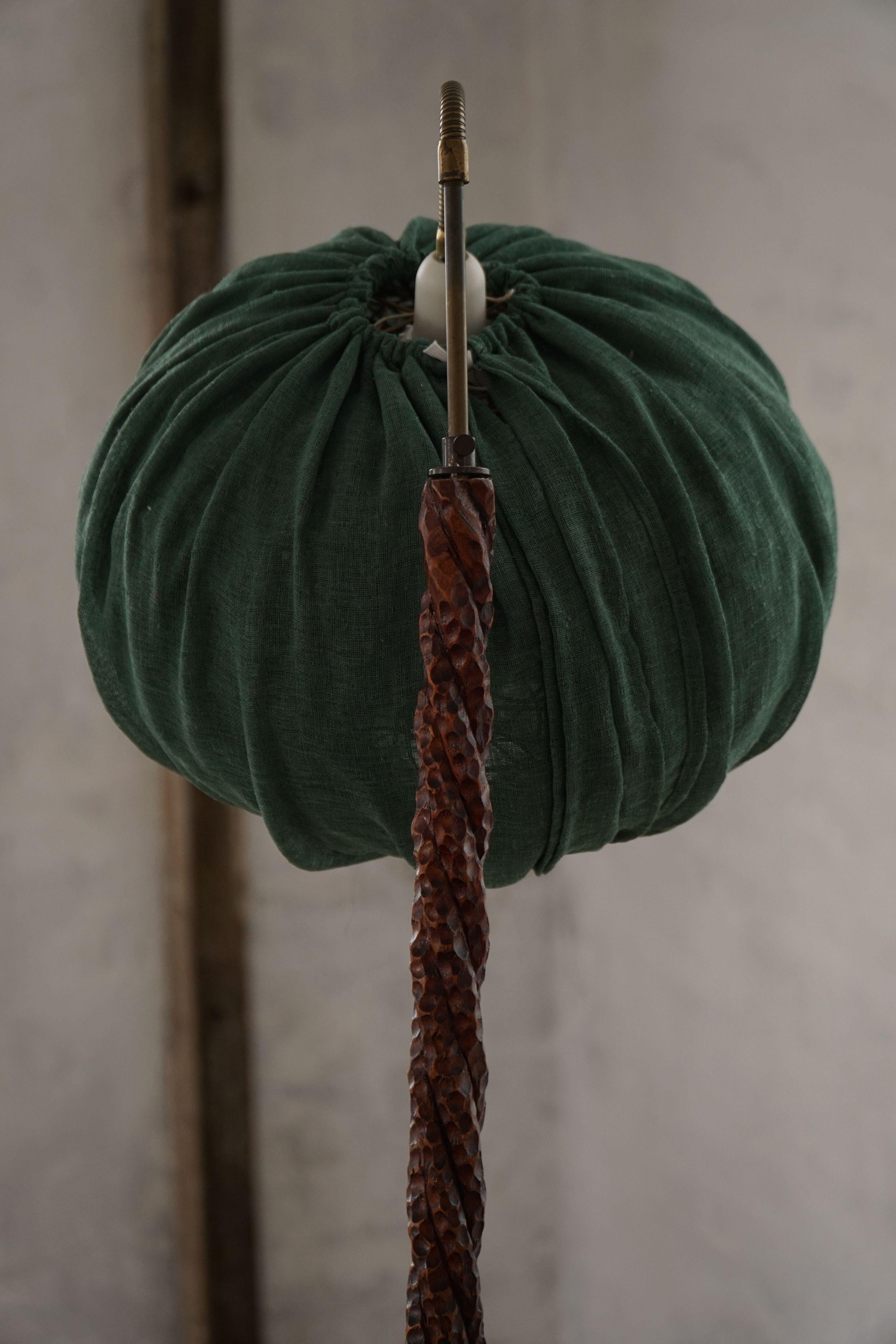 20th Century Swedish Mid-Century Modern Organic Floor Lamp in Burned Wood, Wabi Sabi, 1950s For Sale