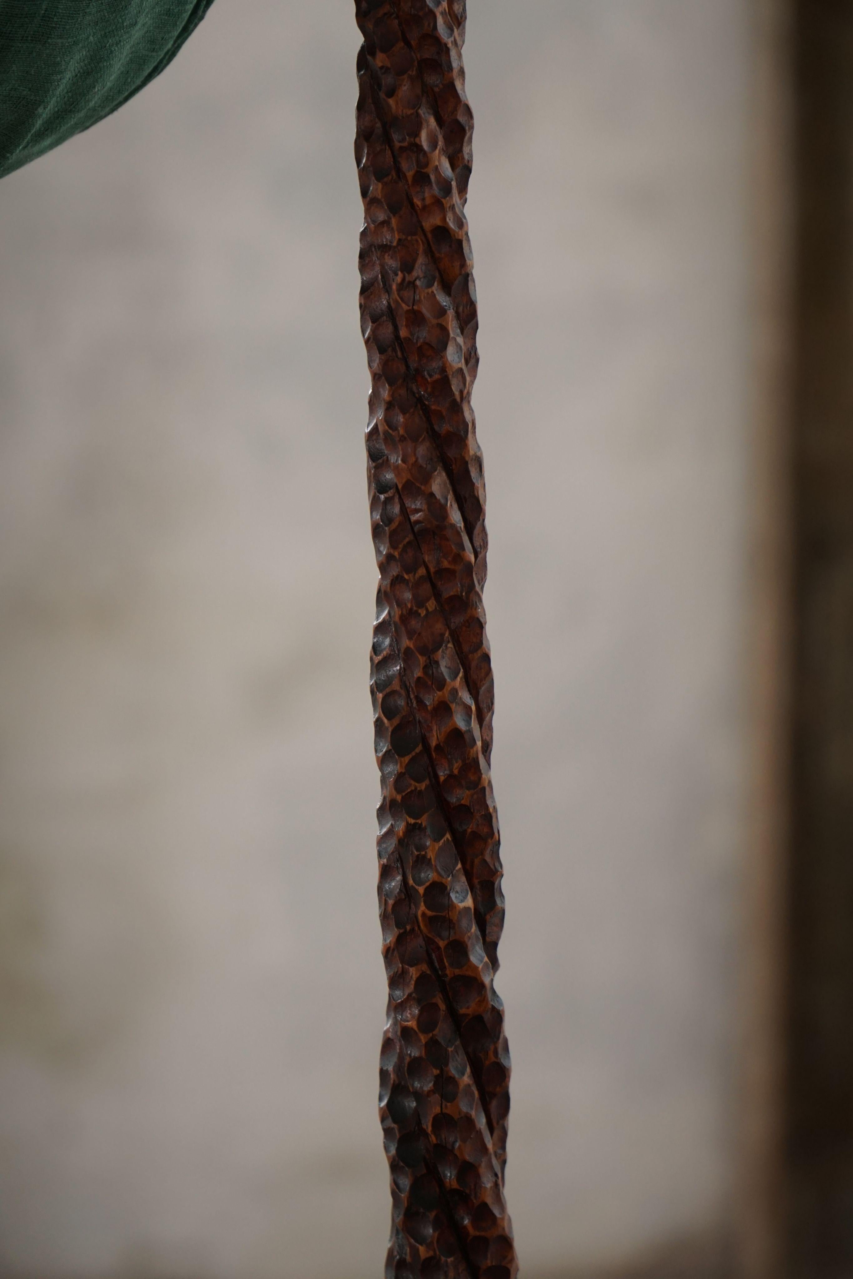 Swedish Mid-Century Modern Organic Floor Lamp in Burned Wood, Wabi Sabi, 1950s For Sale 1