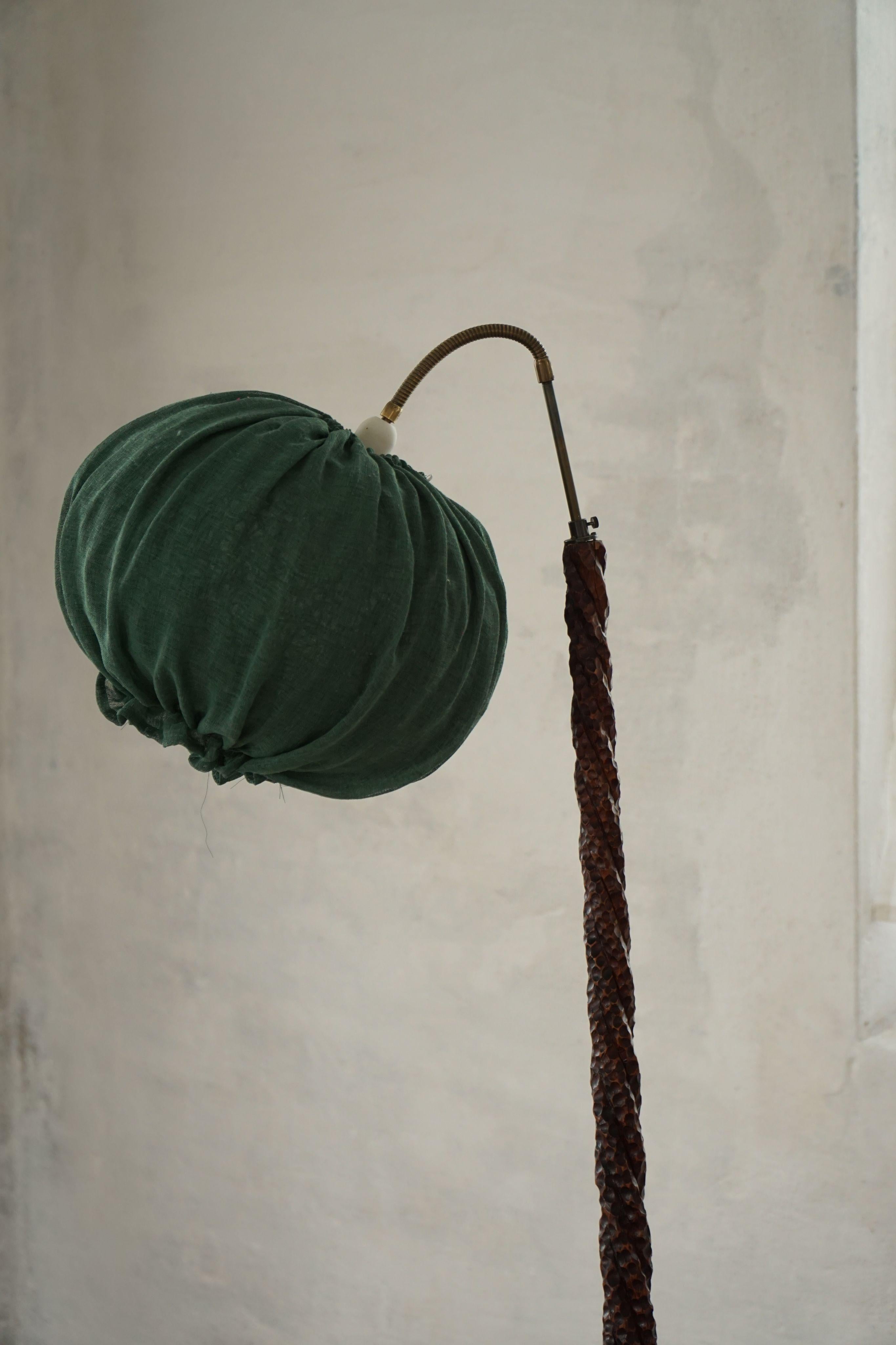 Swedish Mid-Century Modern Organic Floor Lamp in Burned Wood, Wabi Sabi, 1950s For Sale 2