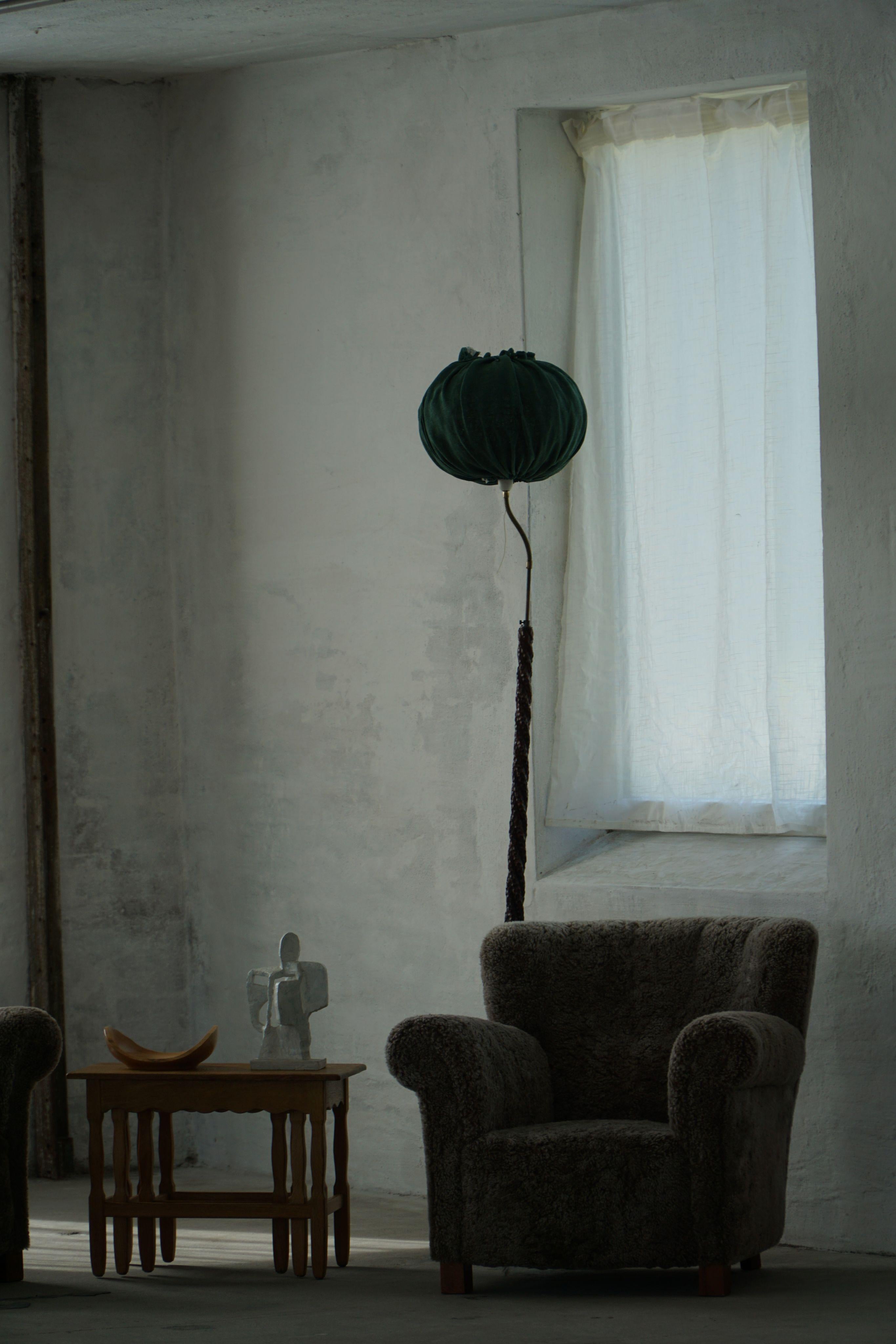 Swedish Mid-Century Modern Organic Floor Lamp in Burned Wood, Wabi Sabi, 1950s For Sale 3
