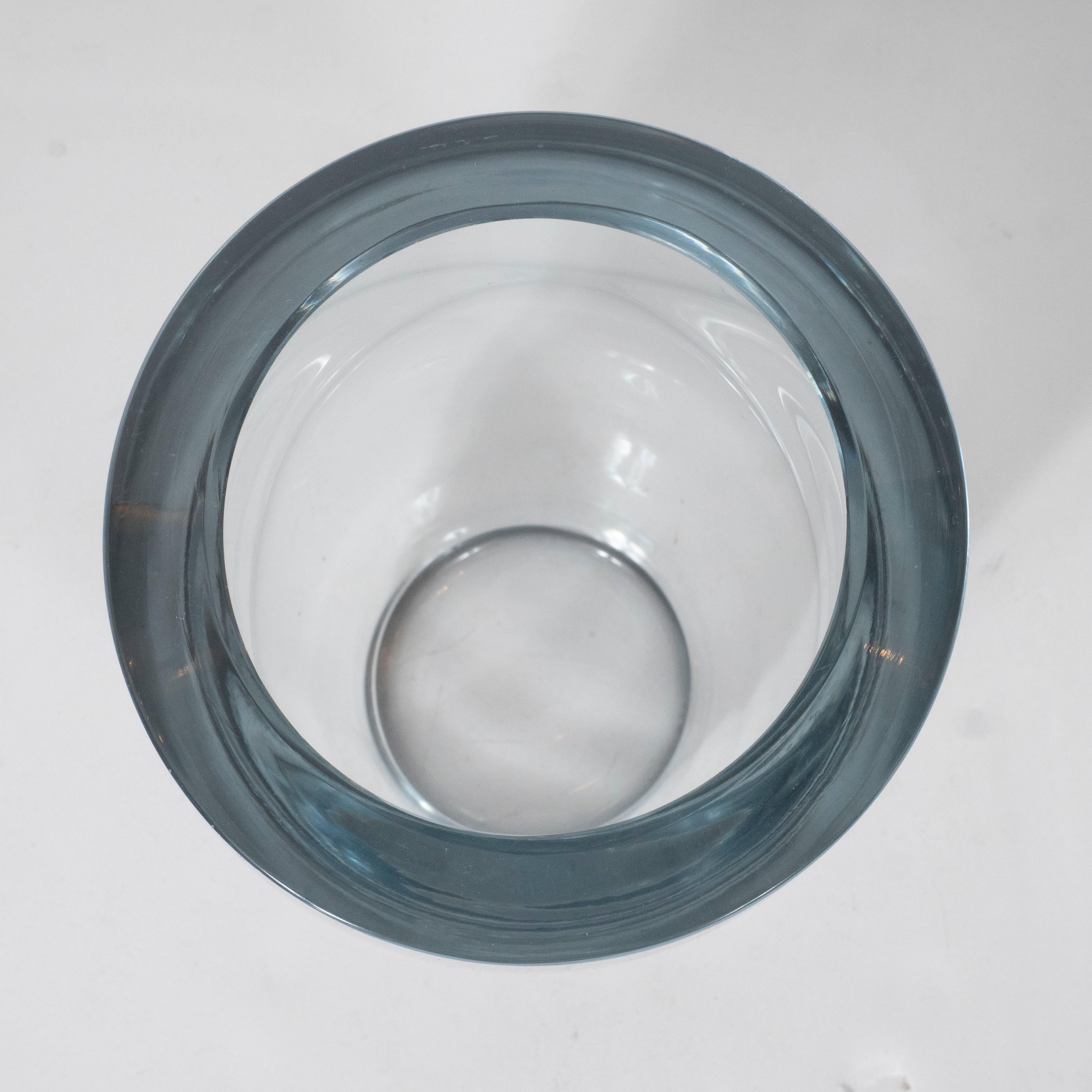 Mid-20th Century Swedish Midcentury Modern Pale Blue Translucent Curvilinear Vase For Sale