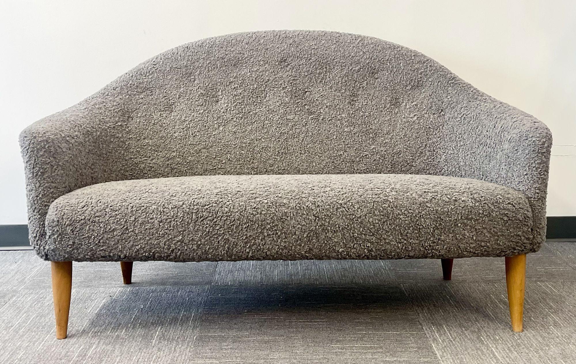 Swedish Mid-Century Modern 'Paradiset' Sofa by Kerstin Hörlin-Holmquist, Sheepskin
 
Chic minimalist sofa by famed Swedish designer referred to as 'Paradiset' or Paradise - for obvious reasons, of course! Later neutral grey sheepskin decorates the