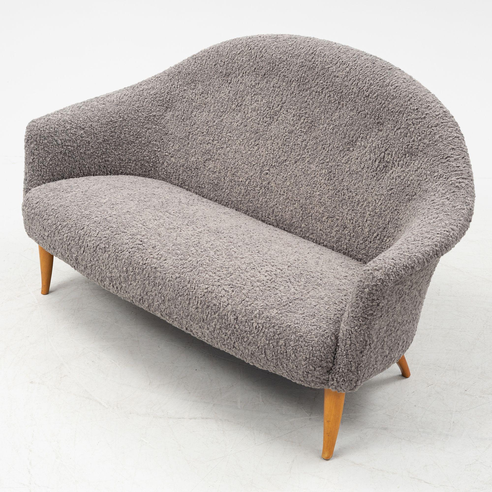 20th Century Swedish Mid-Century Modern 'Paradiset' Sofa, Kerstin Hörlin-Holmquist, Sheepskin For Sale