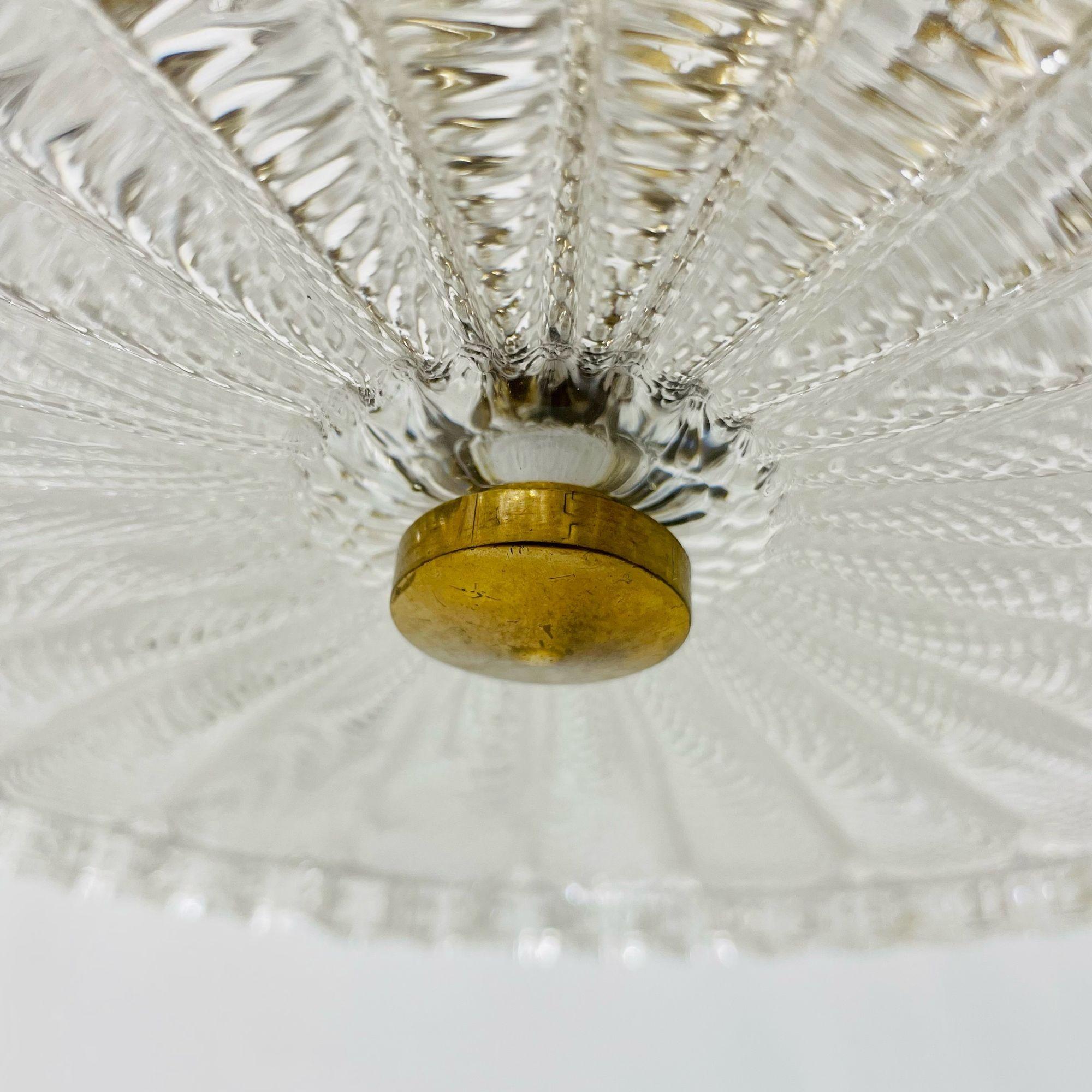 Swedish Mid-Century Modern Pendant / Chandelier, Glass and Brass, Carl Fagerlund For Sale 8