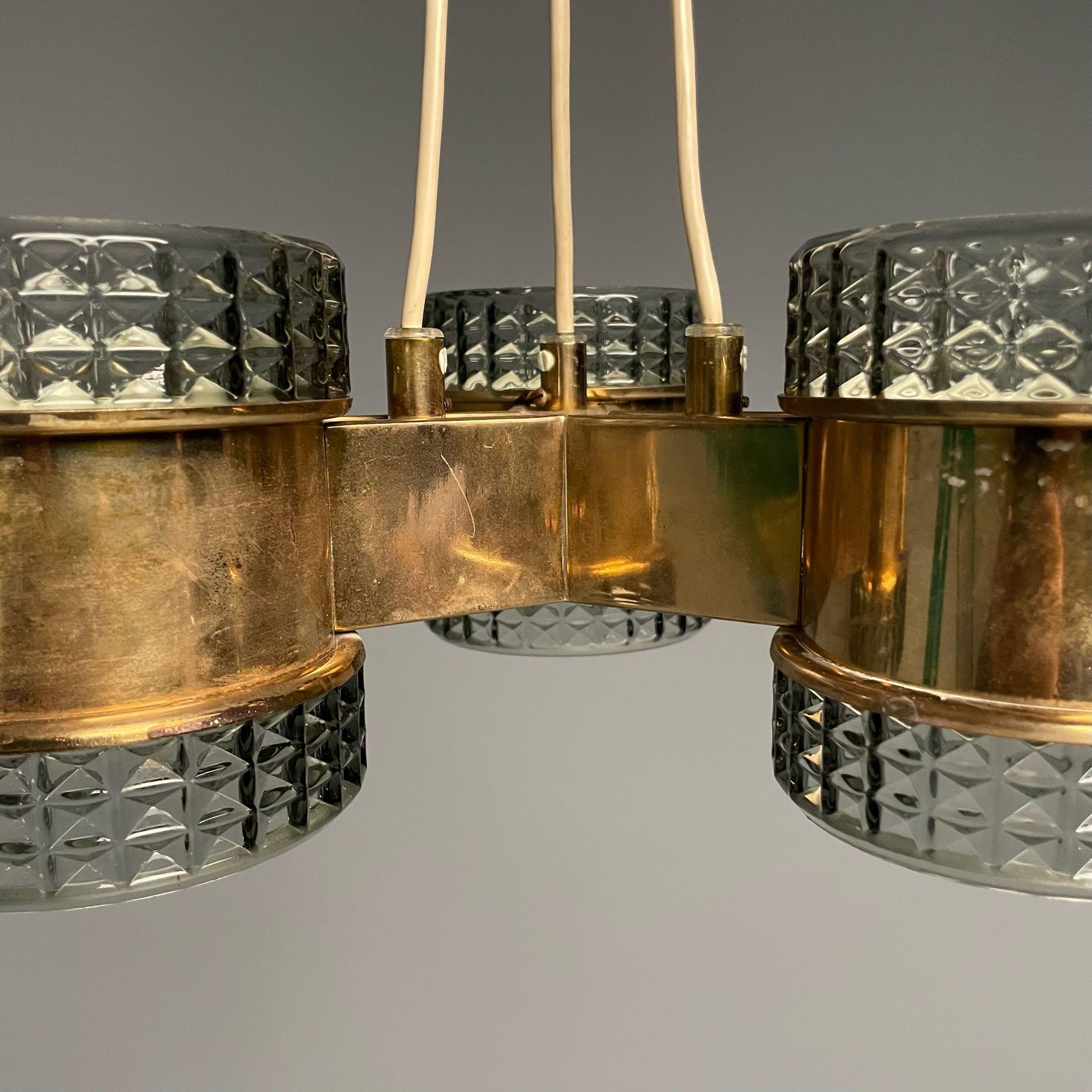 Pendentif suédois The Modernity, verre, laiton, Suède, années 1950 en vente 2