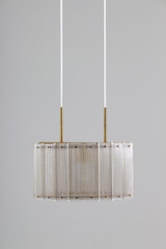 Swedish Mid-Century Modern Pendant in Glass and Brass by Falkenbergs