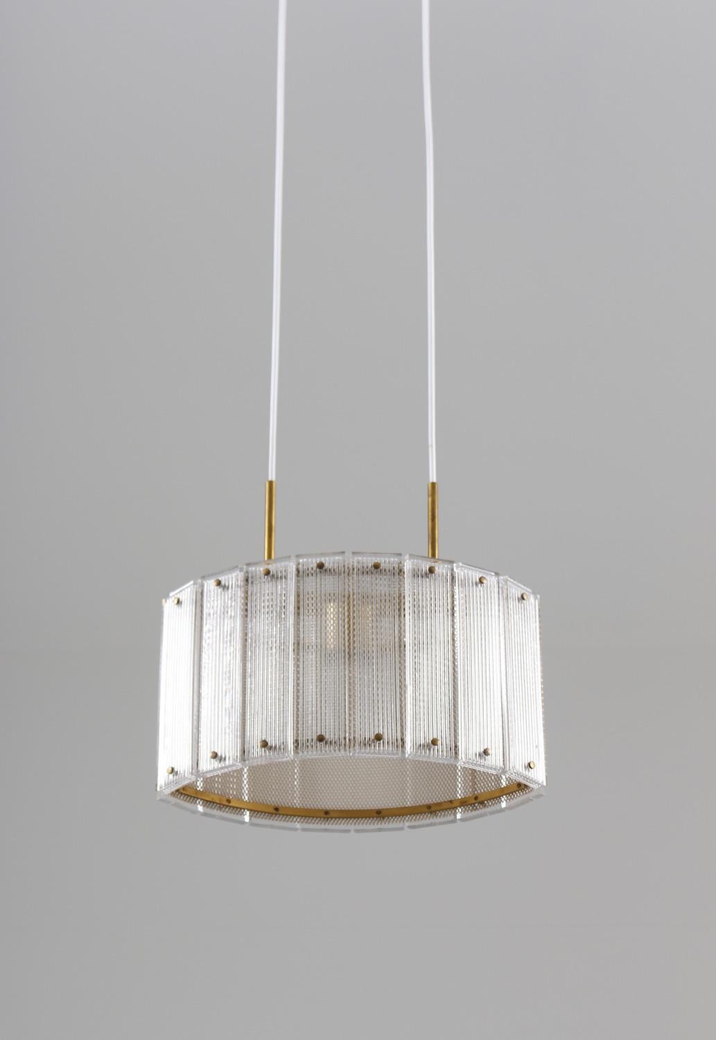 Swedish Mid-Century Modern Pendant in Glass and Brass by Falkenbergs In Good Condition For Sale In Karlstad, SE