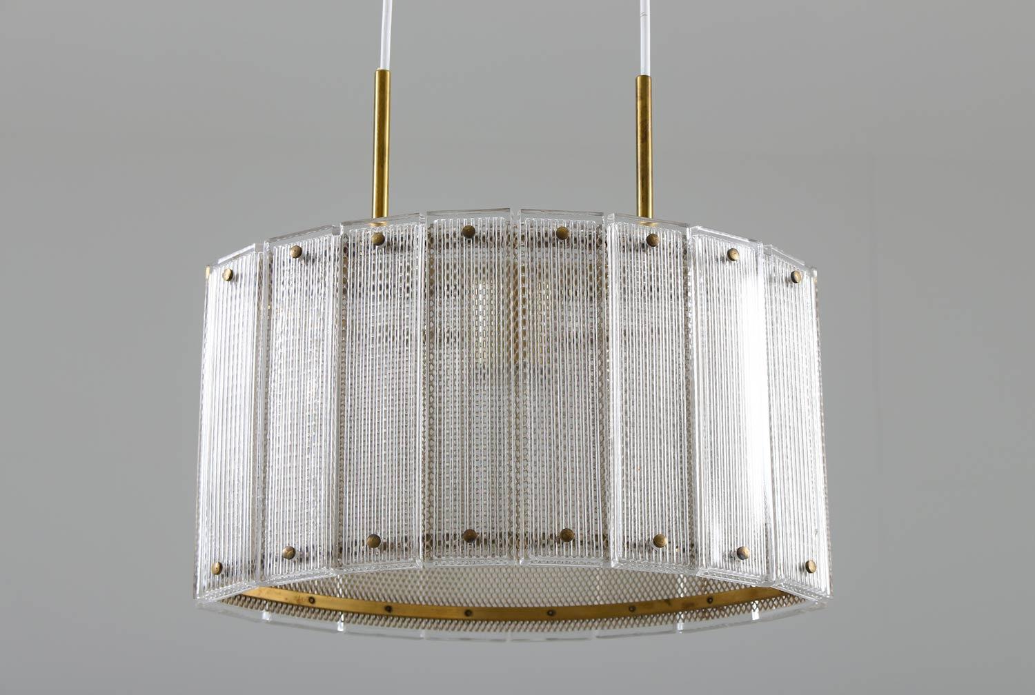 20th Century Swedish Mid-Century Modern Pendant in Glass and Brass by Falkenbergs For Sale