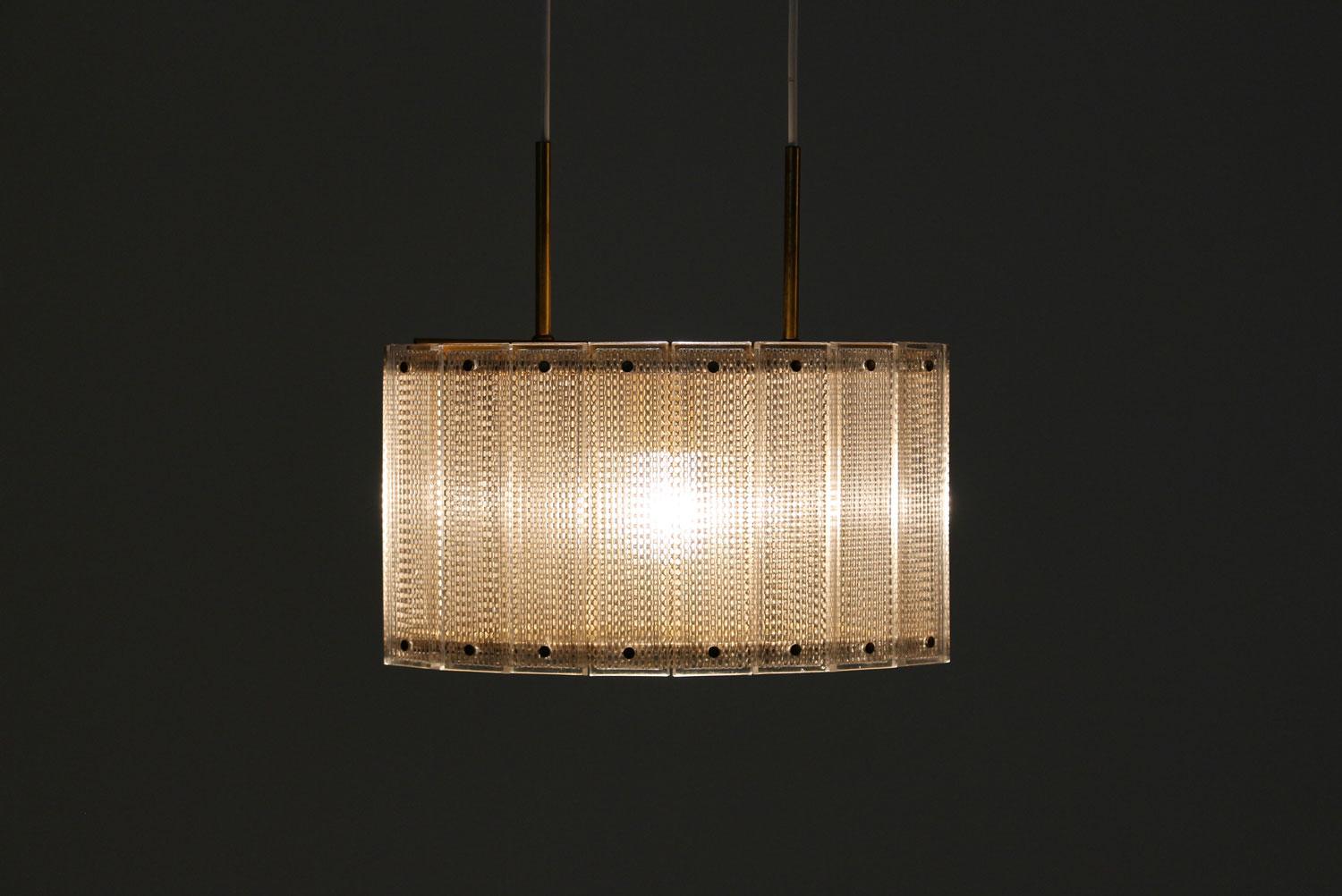 Swedish Mid-Century Modern Pendant in Glass and Brass by Falkenbergs For Sale 2