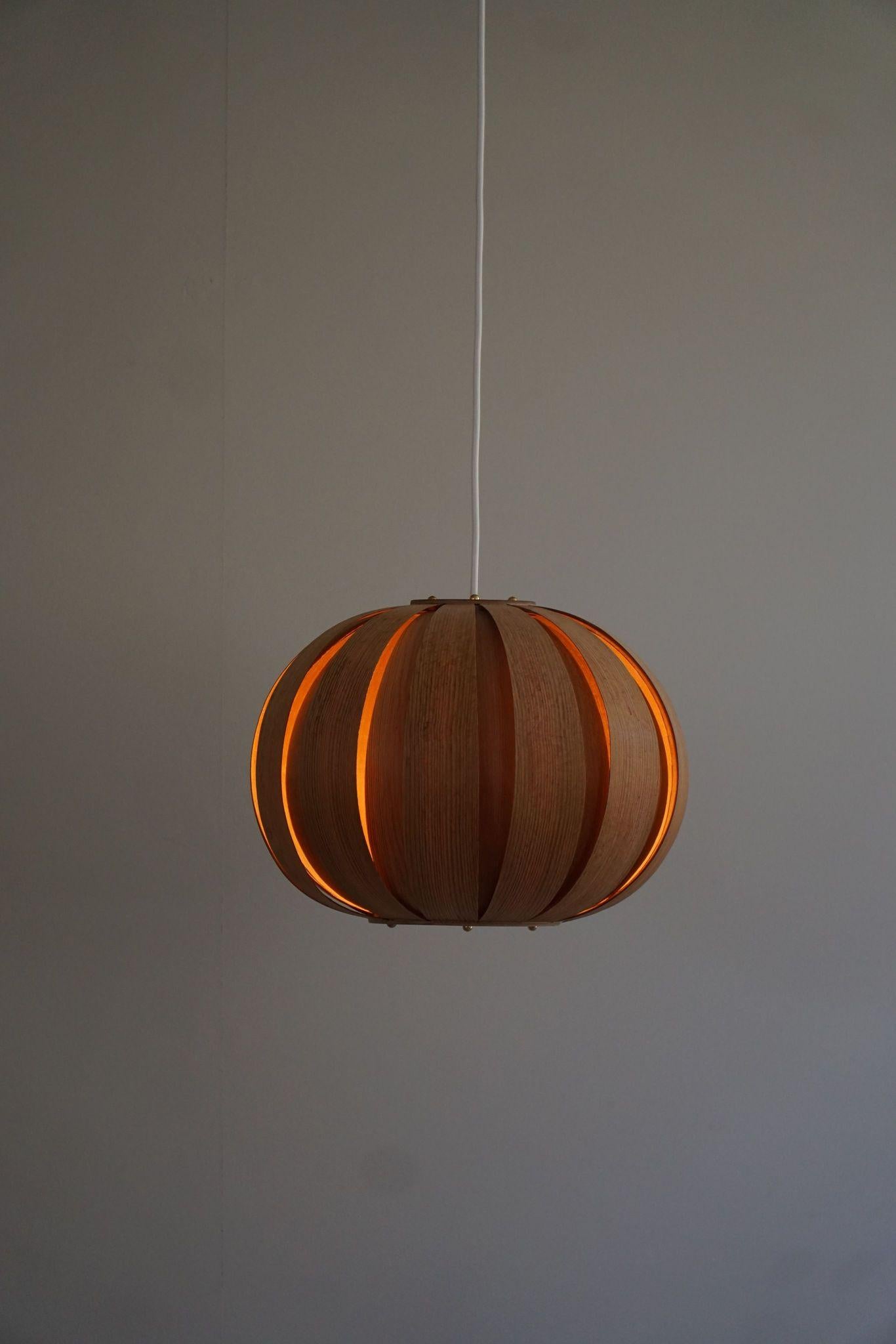 Diese exquisite Pendelleuchte aus Kiefernholz verkörpert mit ihren klaren Linien, organischen Formen und der Betonung natürlicher Materialien die Essenz des Mid-Century-Designs und ist damit eine perfekte Ergänzung für jede moderne Einrichtung. Die