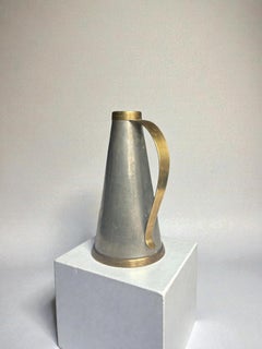 Swedish Mid-Century Modern Pewter and Brass Vase with Handle by JLH, 1957