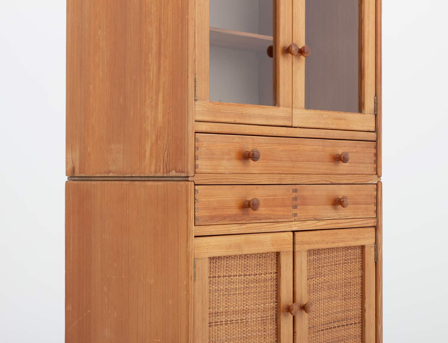 Rattan Swedish Mid-Century Modern Pine Cabinet Model 