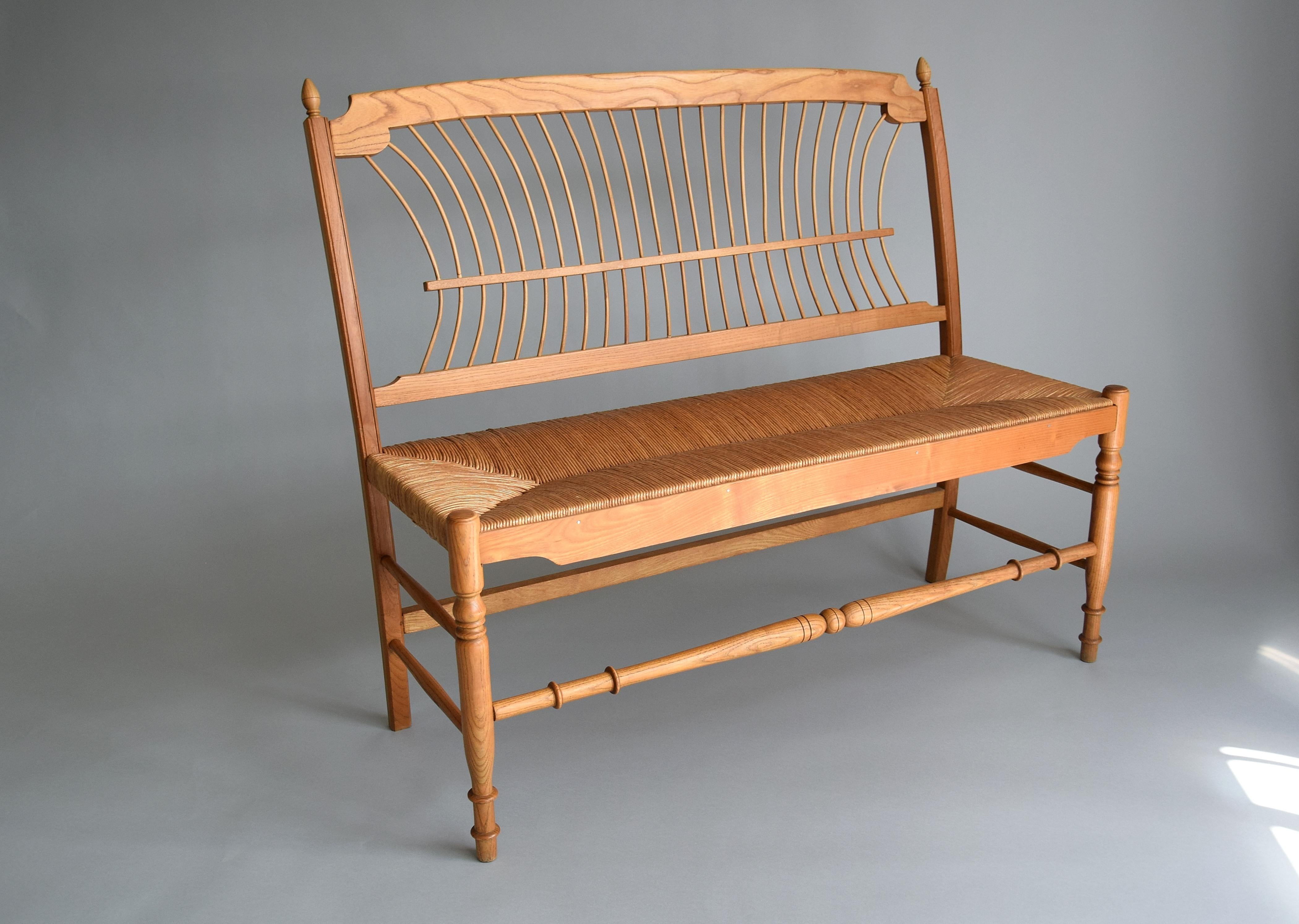 Swedish Mid-Century Modern Pine Wood and Paper Cord Bench 5